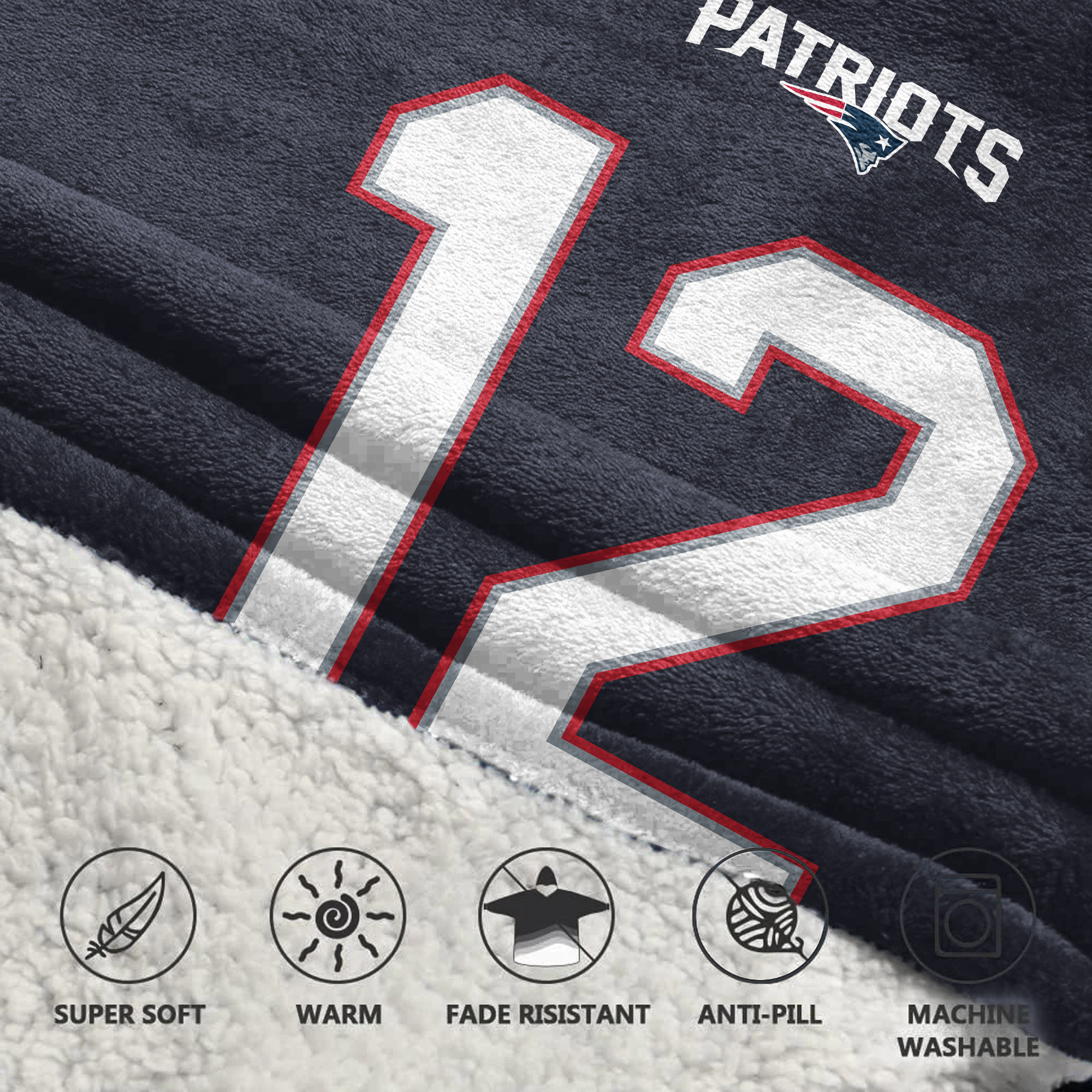 Adult TB 12 New England Football Unisex Blanket Hoodie