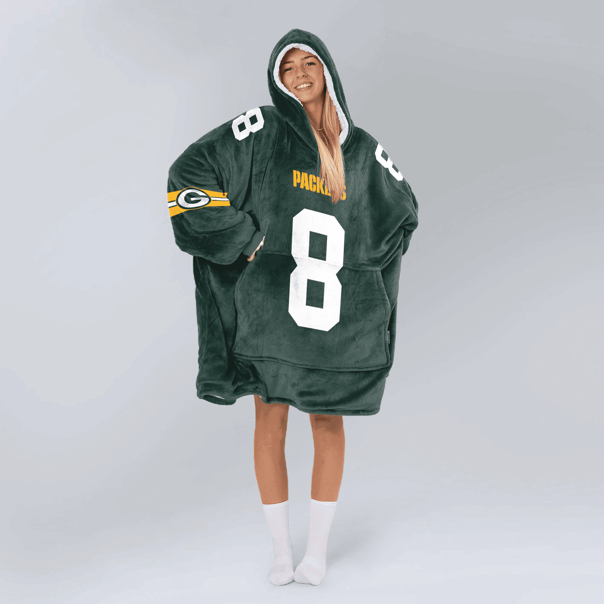 Adult 8 Green Bay Football Unisex Blanket Hoodie