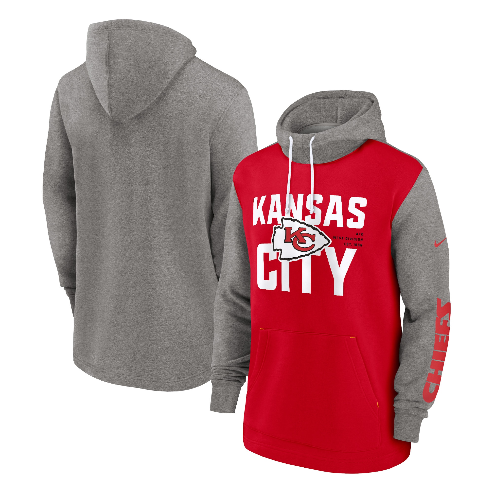 Kansas City Chiefs Fashion Color Block Pullover Hoodie - Red