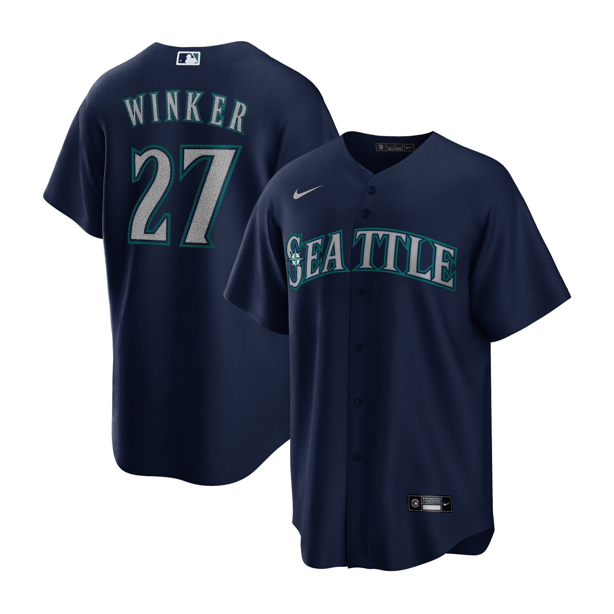 Men's Seattle Mariners Jesse Winker  Navy Alternate Replica Player Jersey