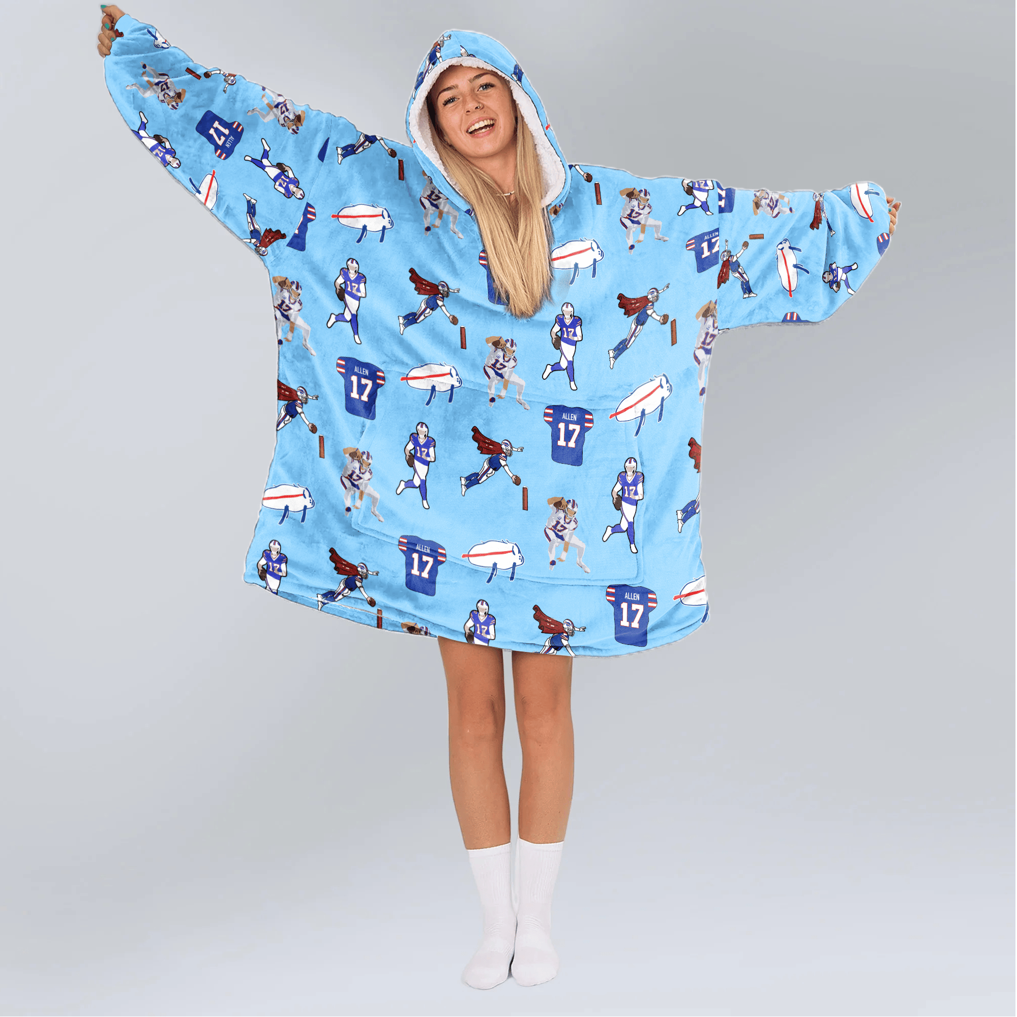 Pattern J.A 17 Buffalo Football Unisex Blanket Hoodie
