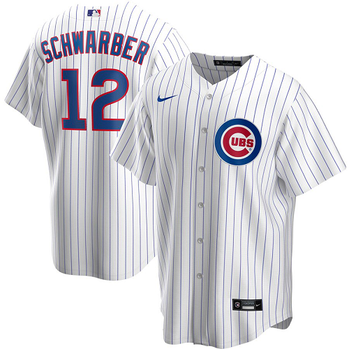 Men's  Chicago Cubs #12 Kyle Schwarber White Home 2020 MLB Jersey