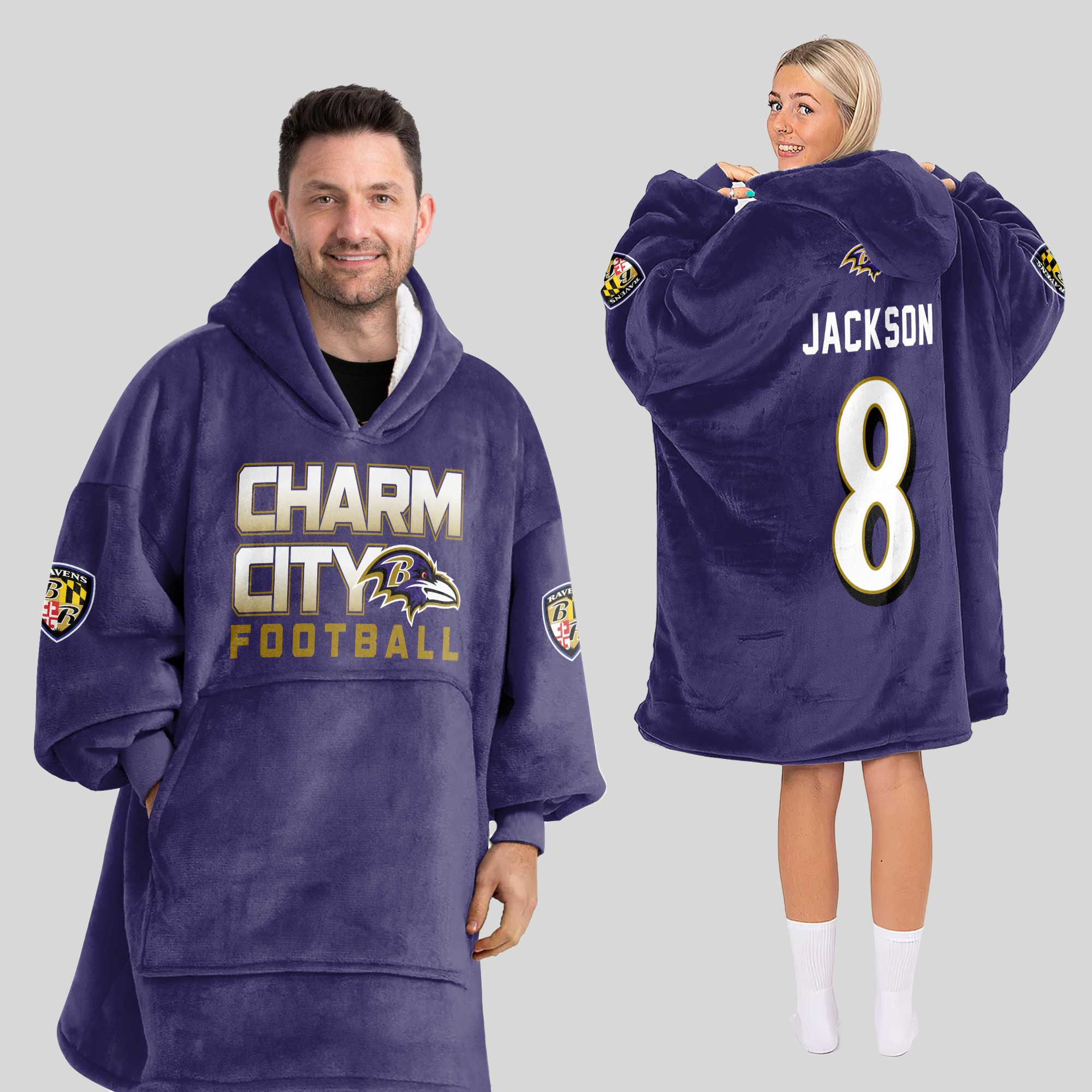 Adult 8 Baltimore Football Unisex Blanket Hoodie