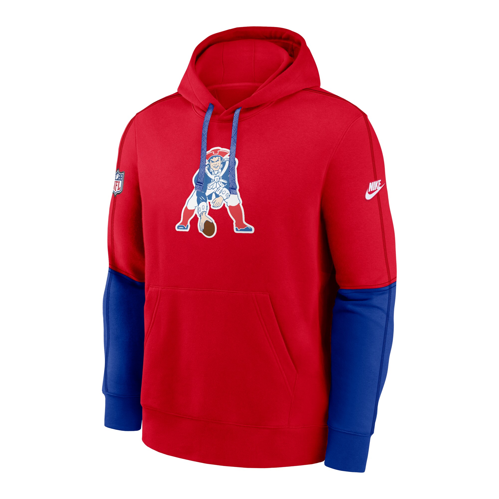 New England Patriots  Throwback Logo Club Tri-Blend Pullover Hoodie - Red