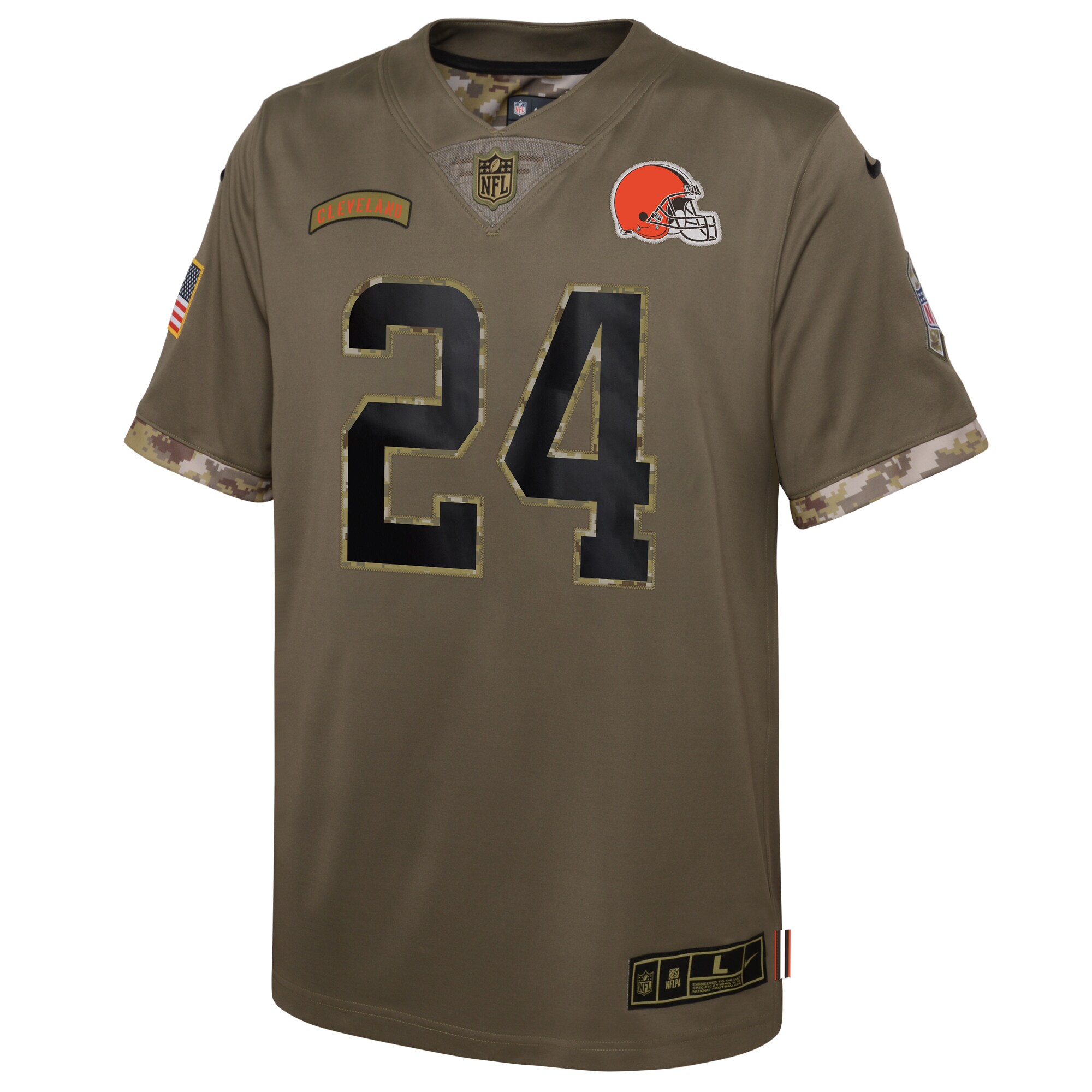 Nick Chubb Cleveland Browns  Youth 2022 Salute To Service Player Limited Jersey - Olive
