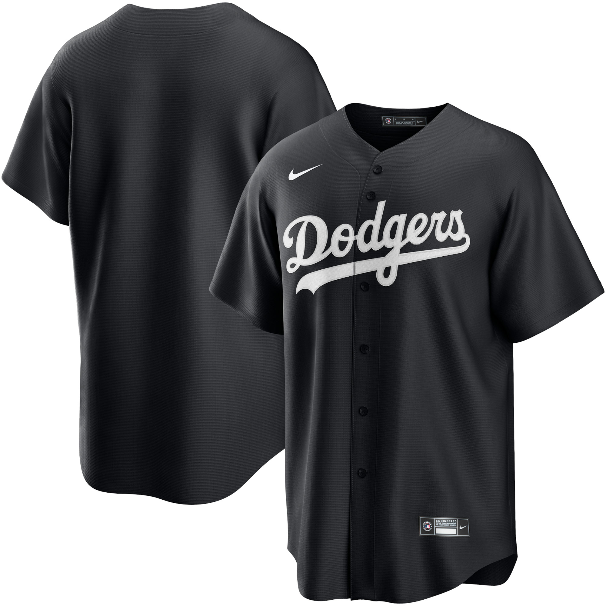 Men's Los Angeles Dodgers Black Lights Out Replica Jersey