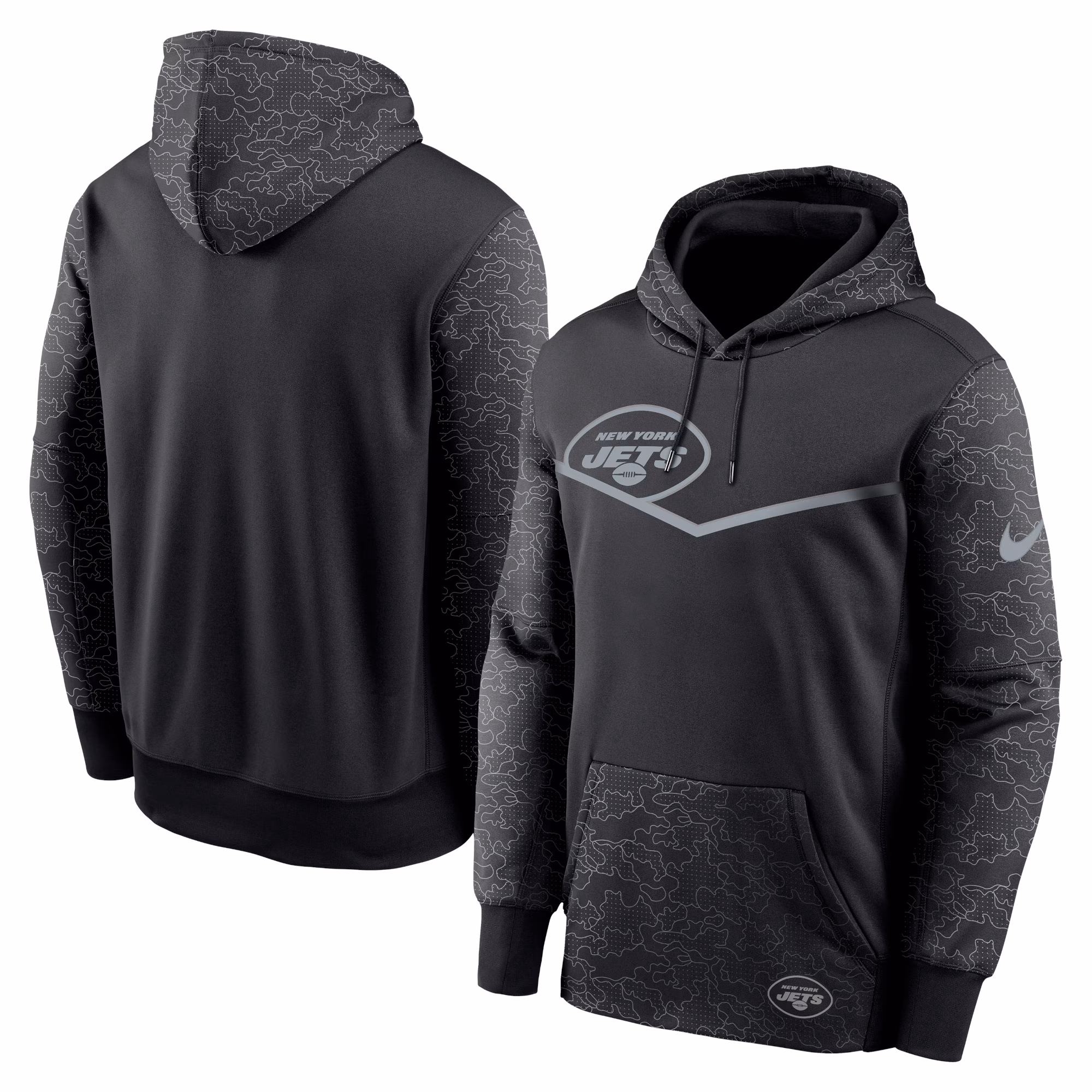 New York Jets RFLCTV Chevron Pullover Hoodie - Black