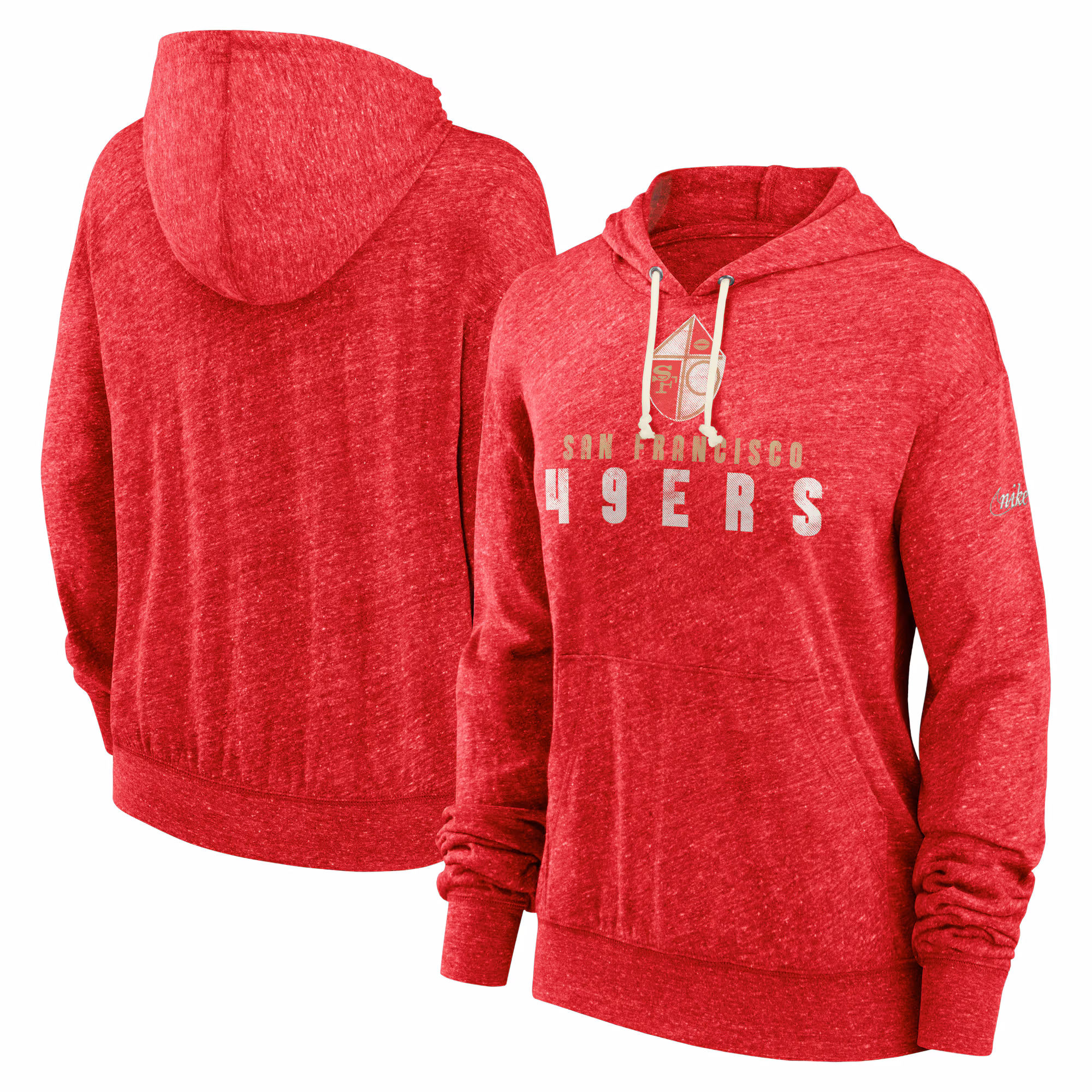 San Francisco 49ers 49ers Women's Rewind Gym Vintage Lighweight Pullover Hoodie - Scarlet