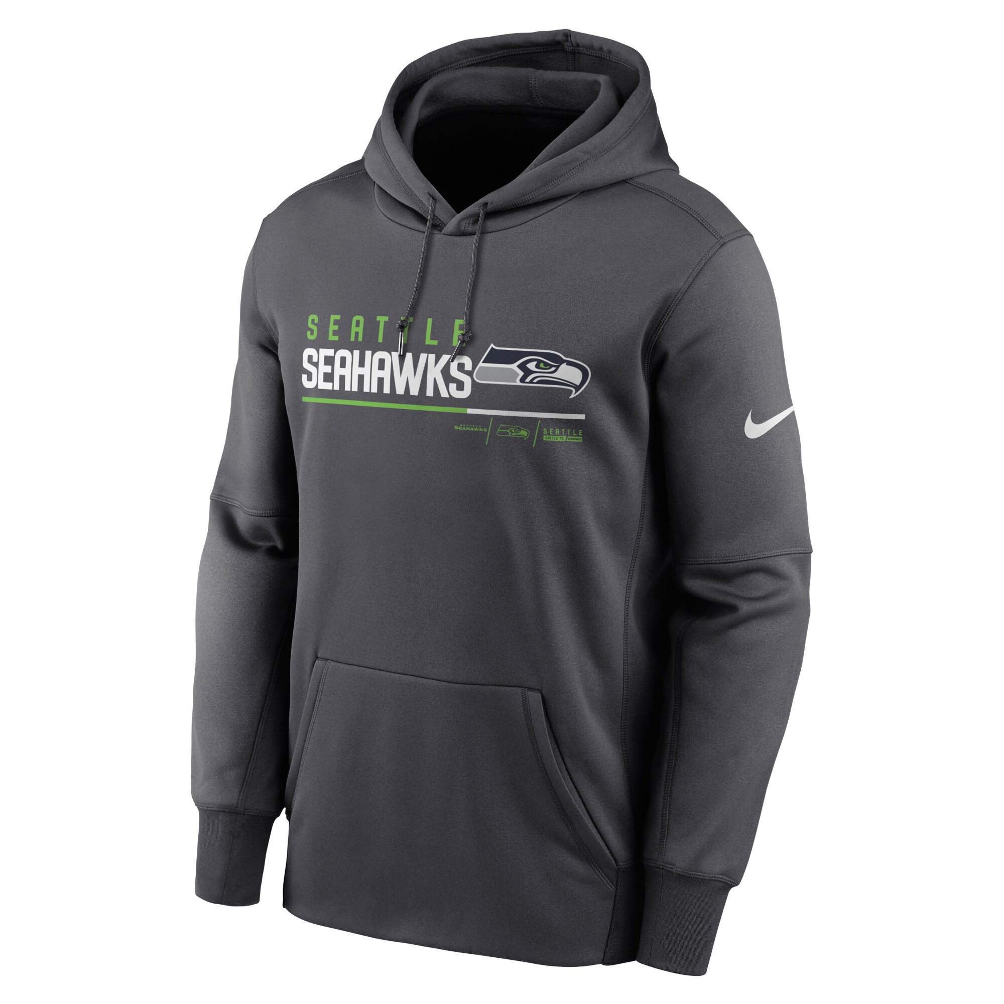 Seattle Seahawks Prime Logo Name Split Pullover Hoodie - Anthracite