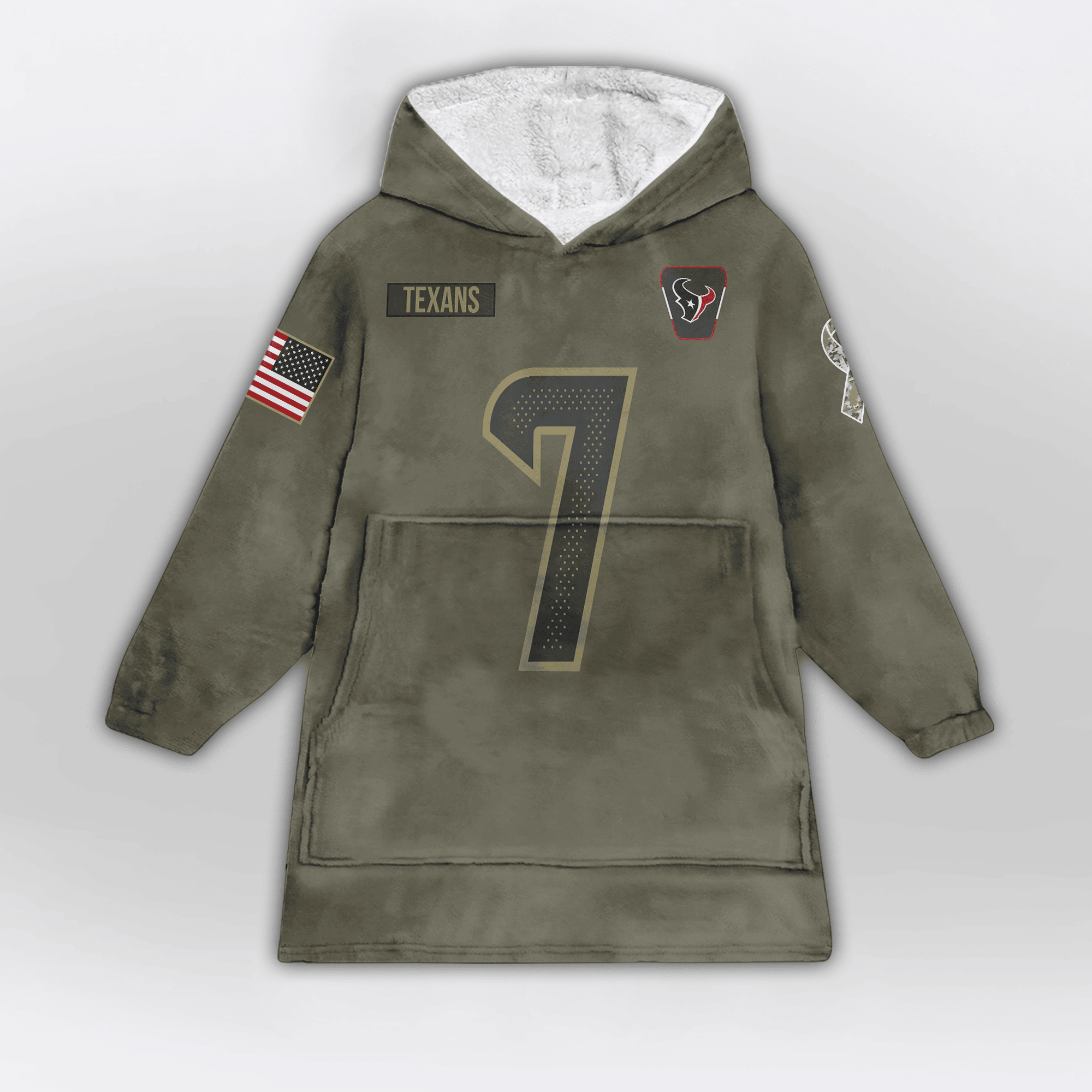 Adult C.J.S 7 Houston Football Blanket Hoodie – Olive Salute to Service