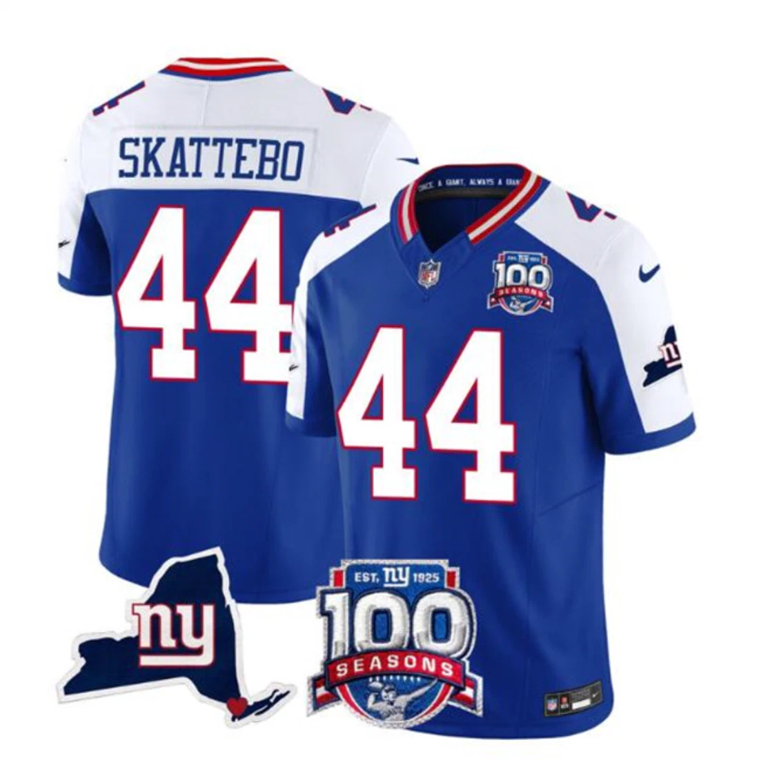 Men's New York Giants #44 Cam Skattebo Royal MEN Stitched Alternate Jersey