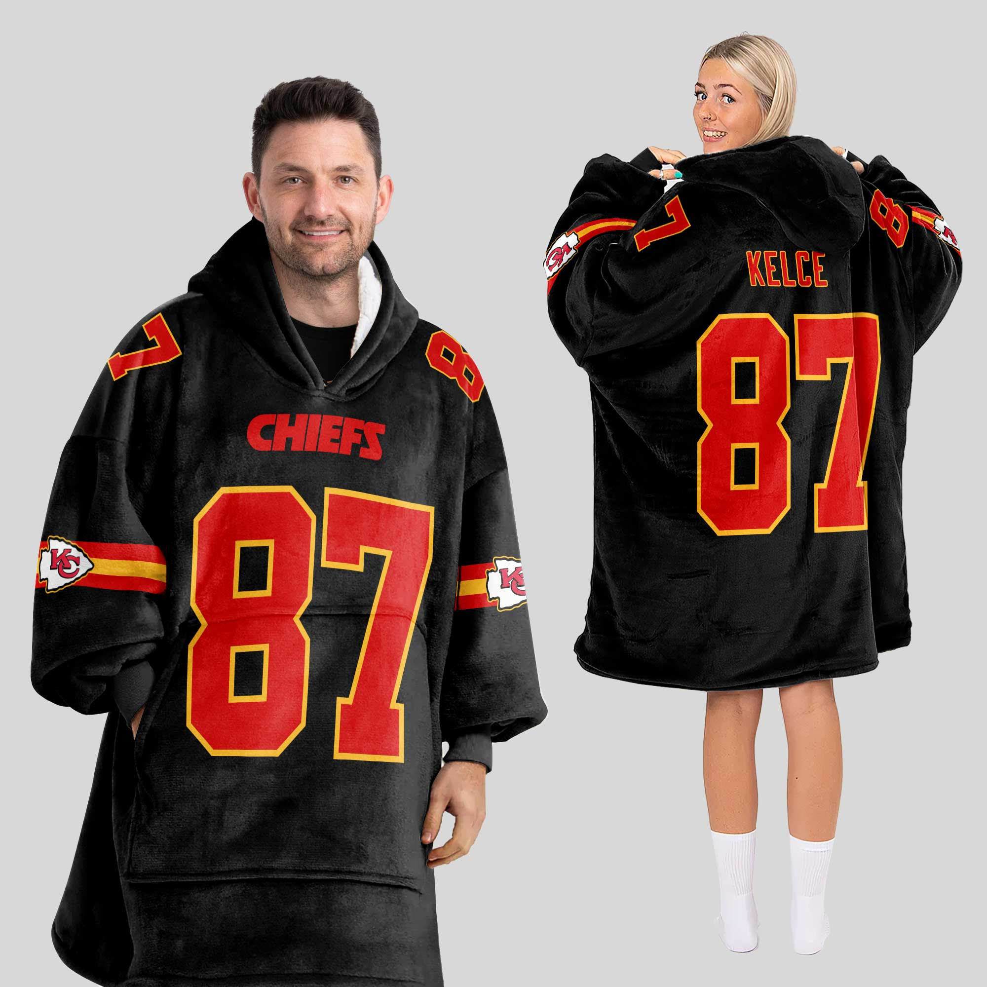 Adult 87 Kansas City Football Unisex Blanket Hoodie