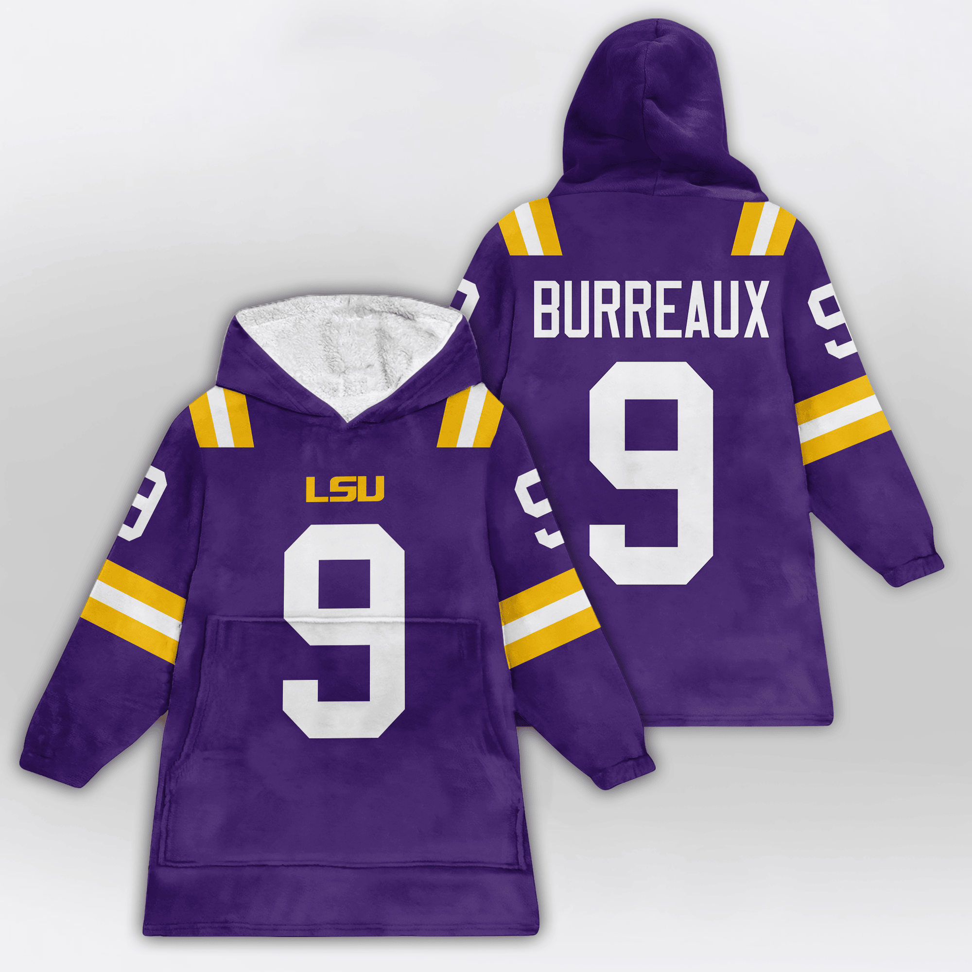 Adult J.B 9 LSU Football Unisex Blanket Hoodie