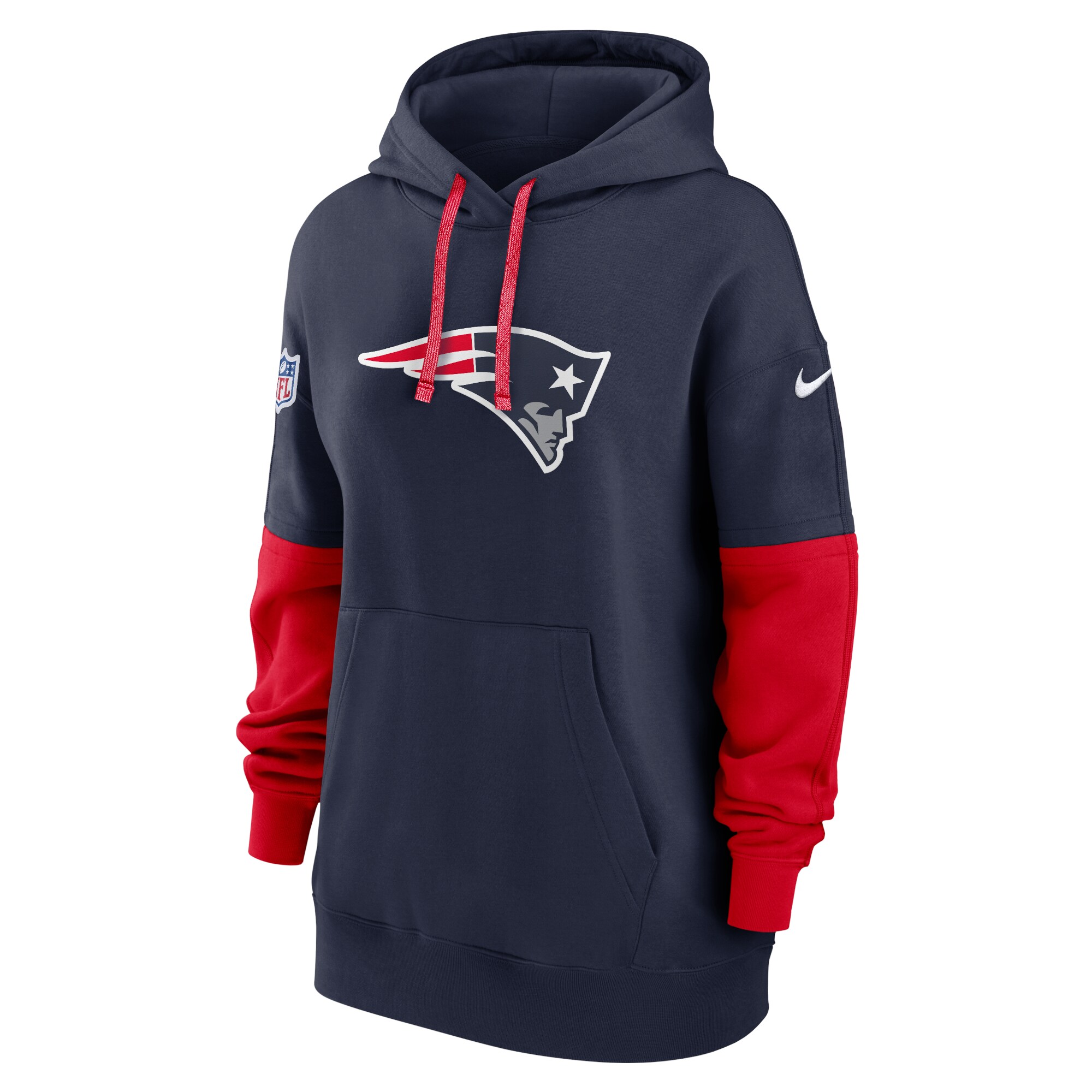 New England Patriots Women's 2024 Sideline Essential Fleece Pullover Hoodie - Navy