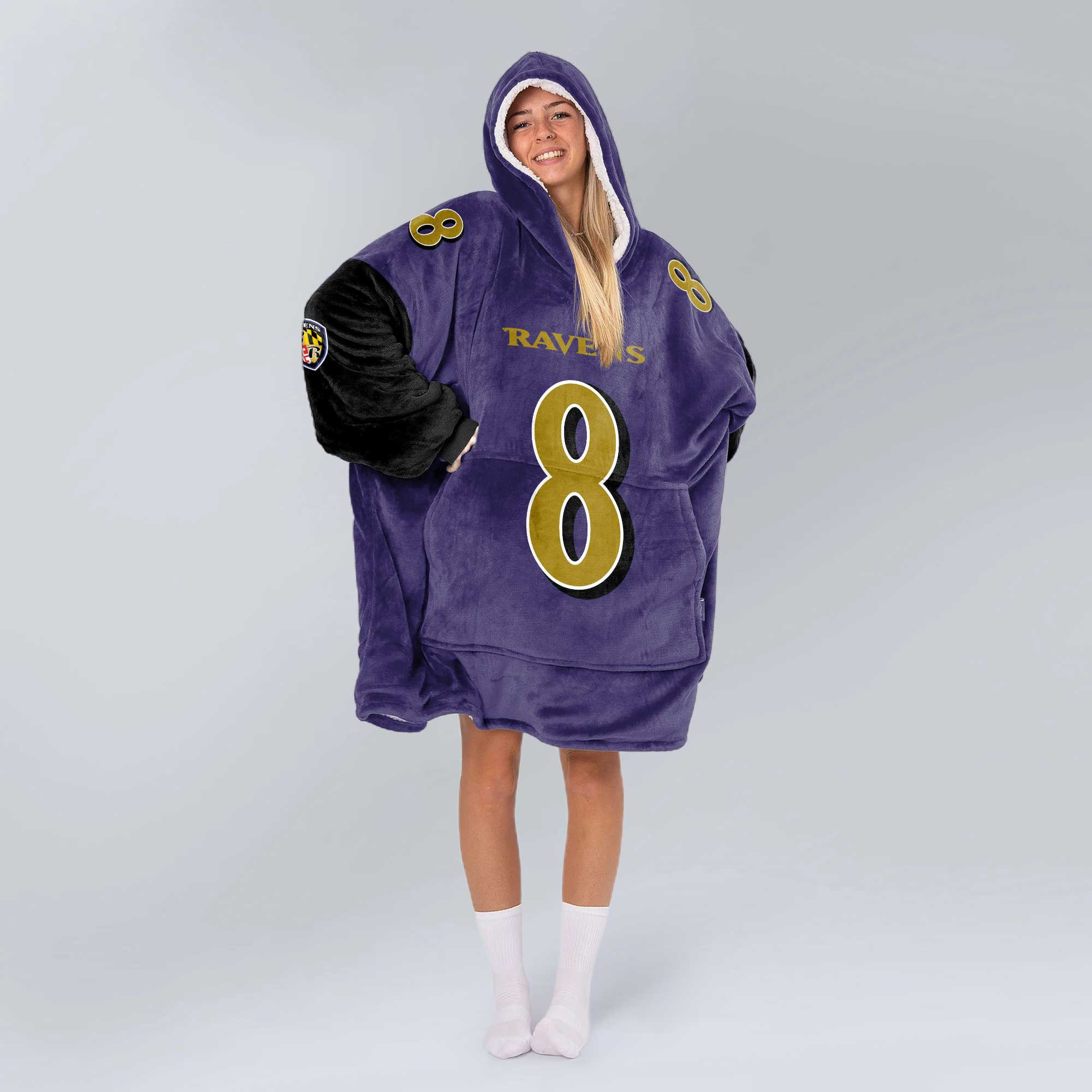 Adult 8 Baltimore Football Unisex Blanket Hoodie