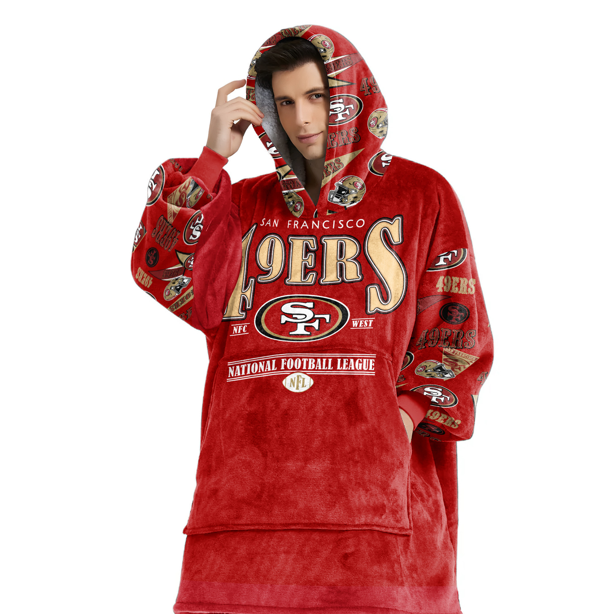 Adult San Francisco 49ers Football Unisex Blanket Hoodie