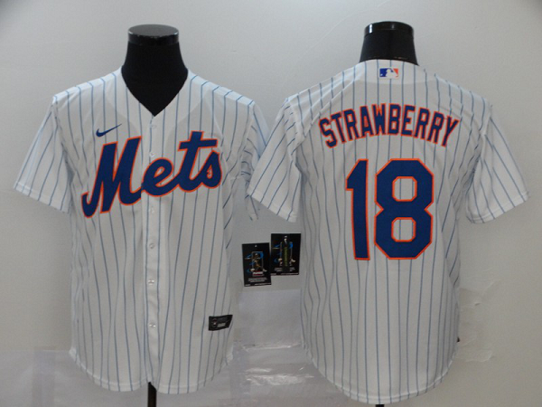 Men's New York Mets #18 Darryl Strawberry White Stitched MLB Cool Base  Jersey