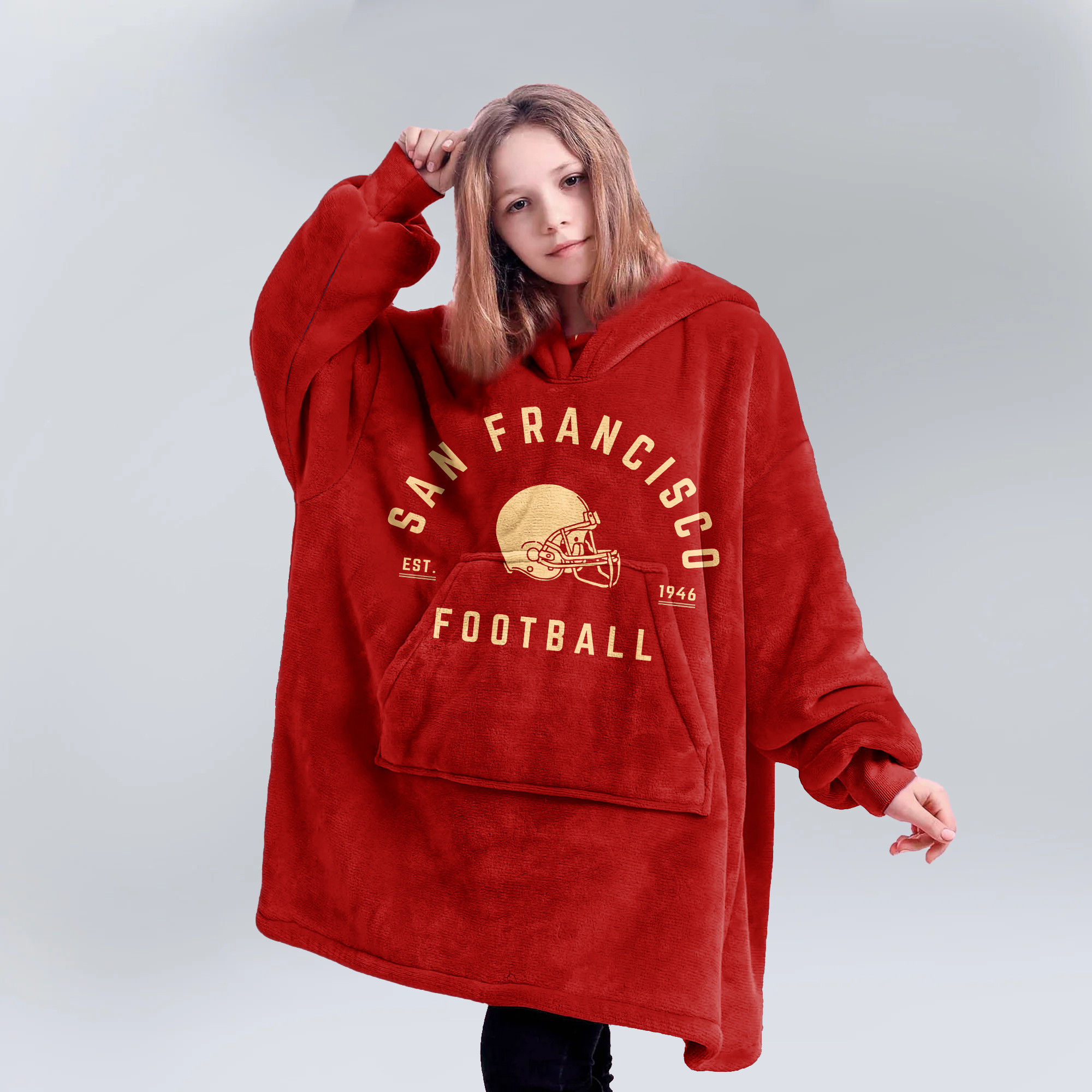 Adult San Francisco 49ers Football Unisex Blanket Hoodie