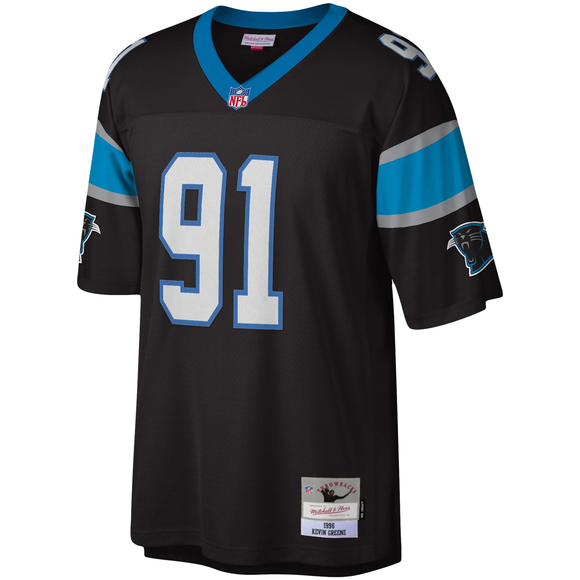 Kevin Greene Carolina Panthers  Big & Tall 1996 Retired Player Replica Jersey - Black