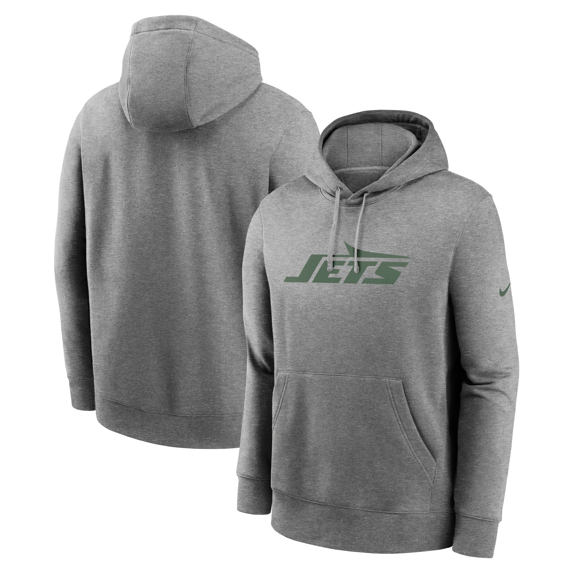 New York Jets Club Logo Pullover Hoodie - Heather Gray