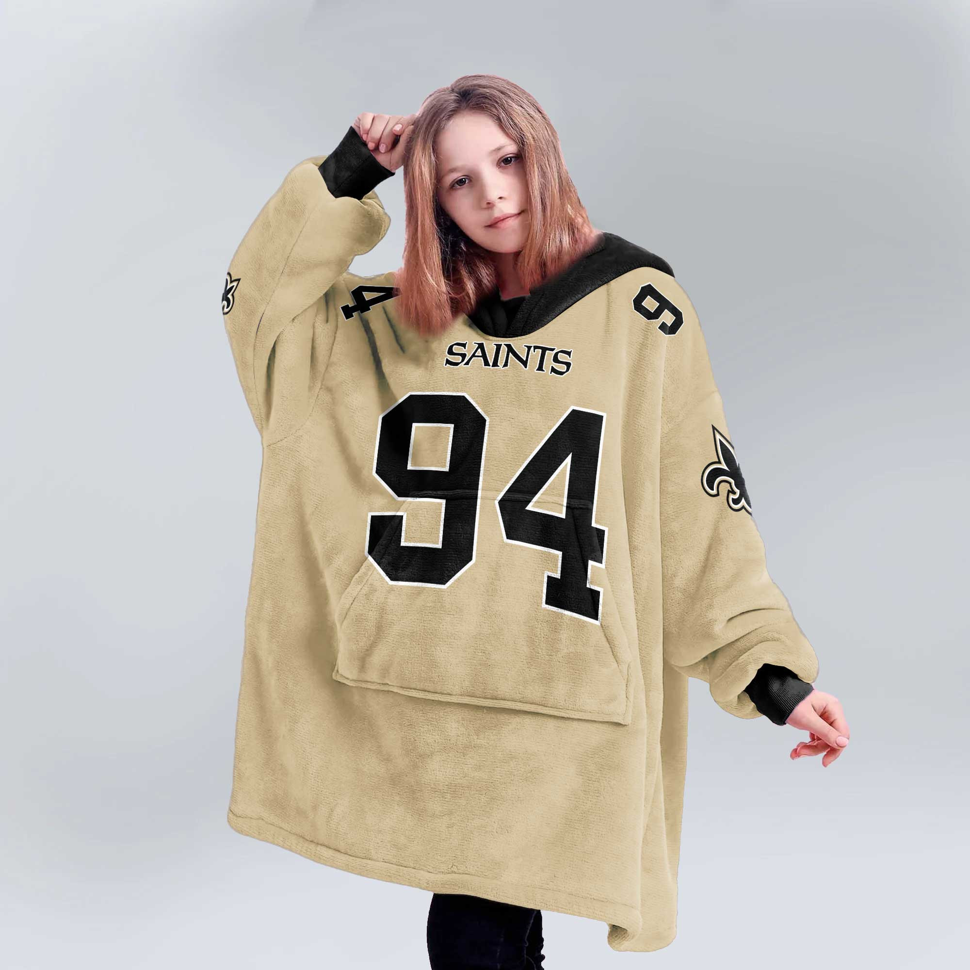 Kid C.J 94 New Orleans Football Unisex Blanket Hoodie