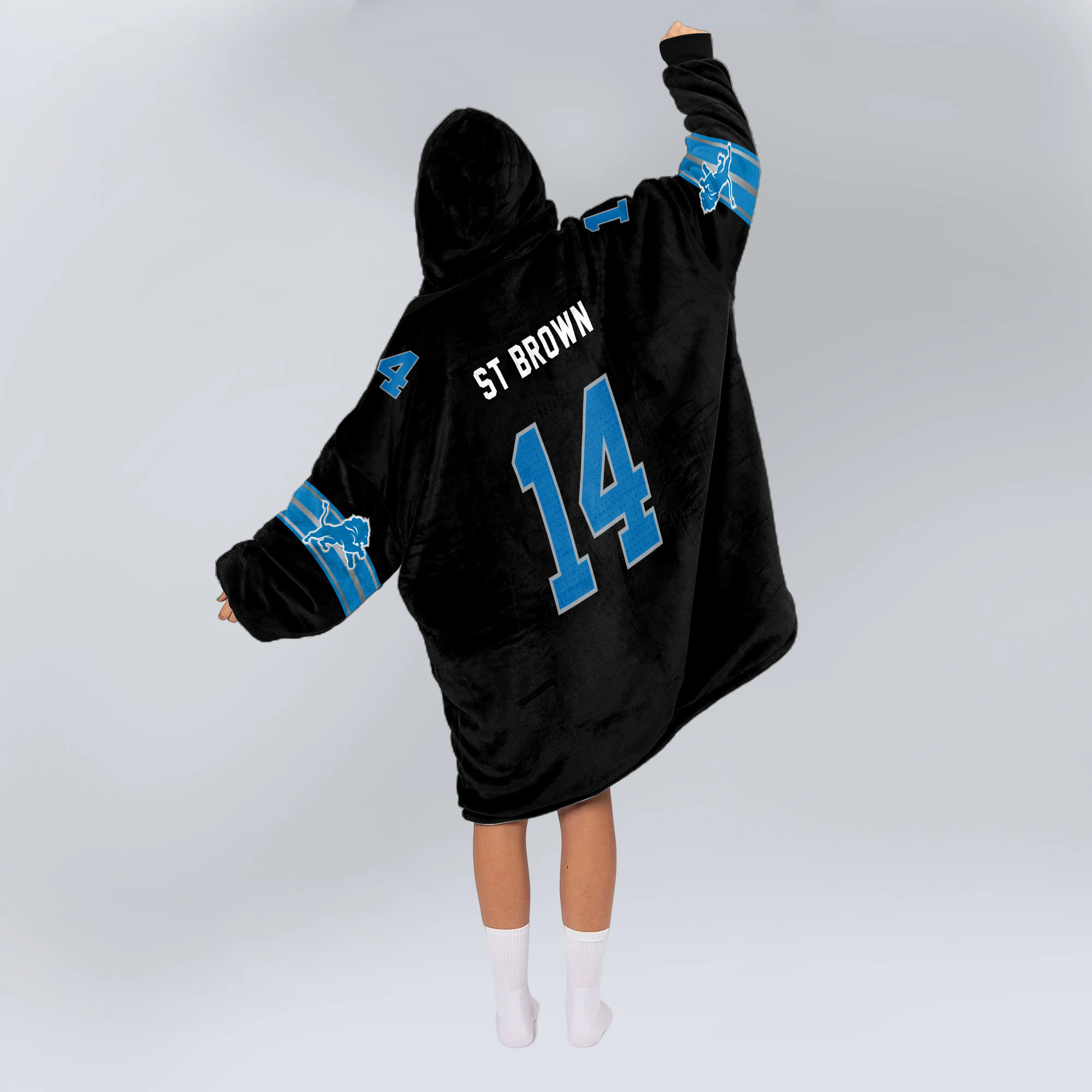 Adult 14 Detroit Lions Football Unisex Blanket Hoodie