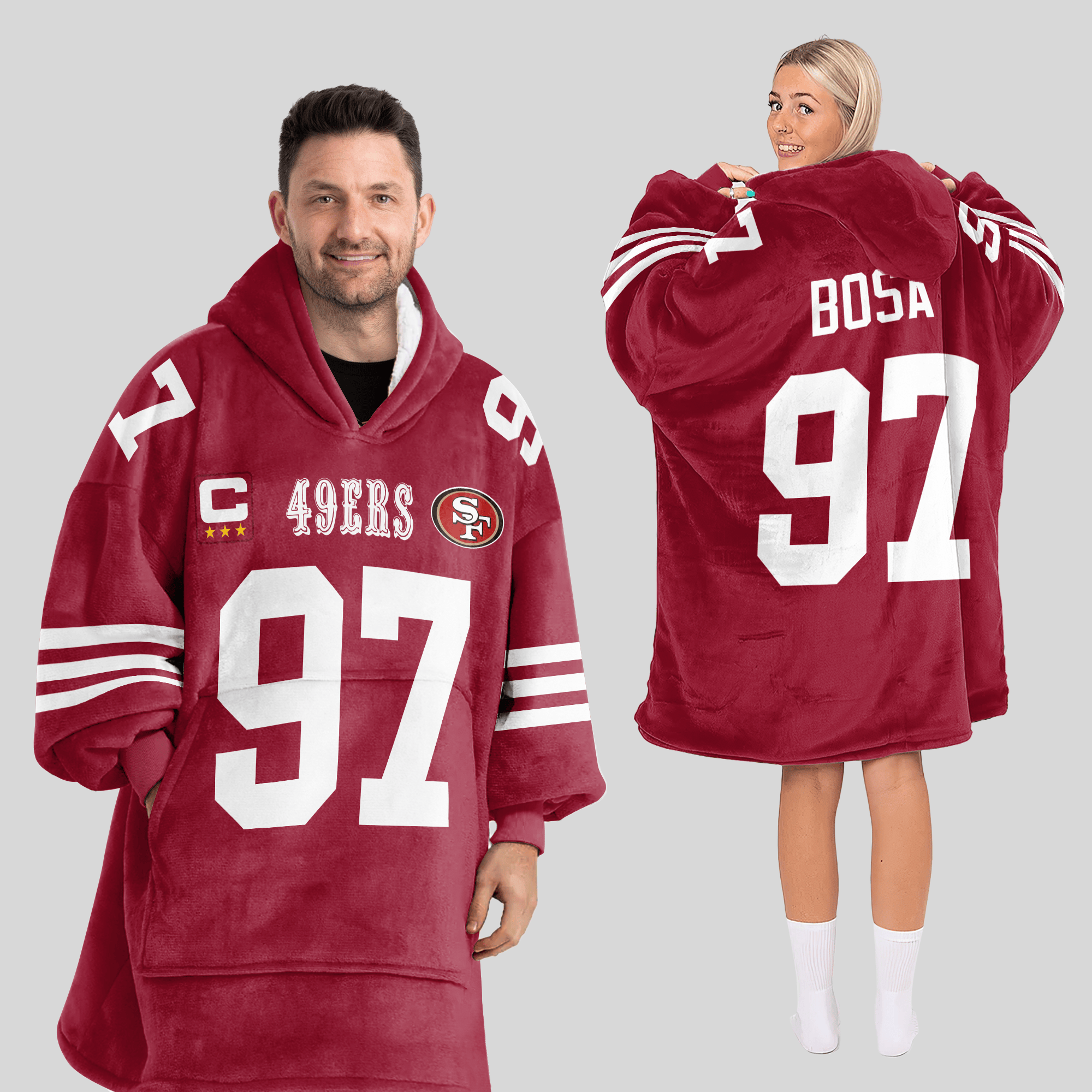 Adult N.B 97 Captain San Francisco 49ers Football Unisex Blanket Hoodie