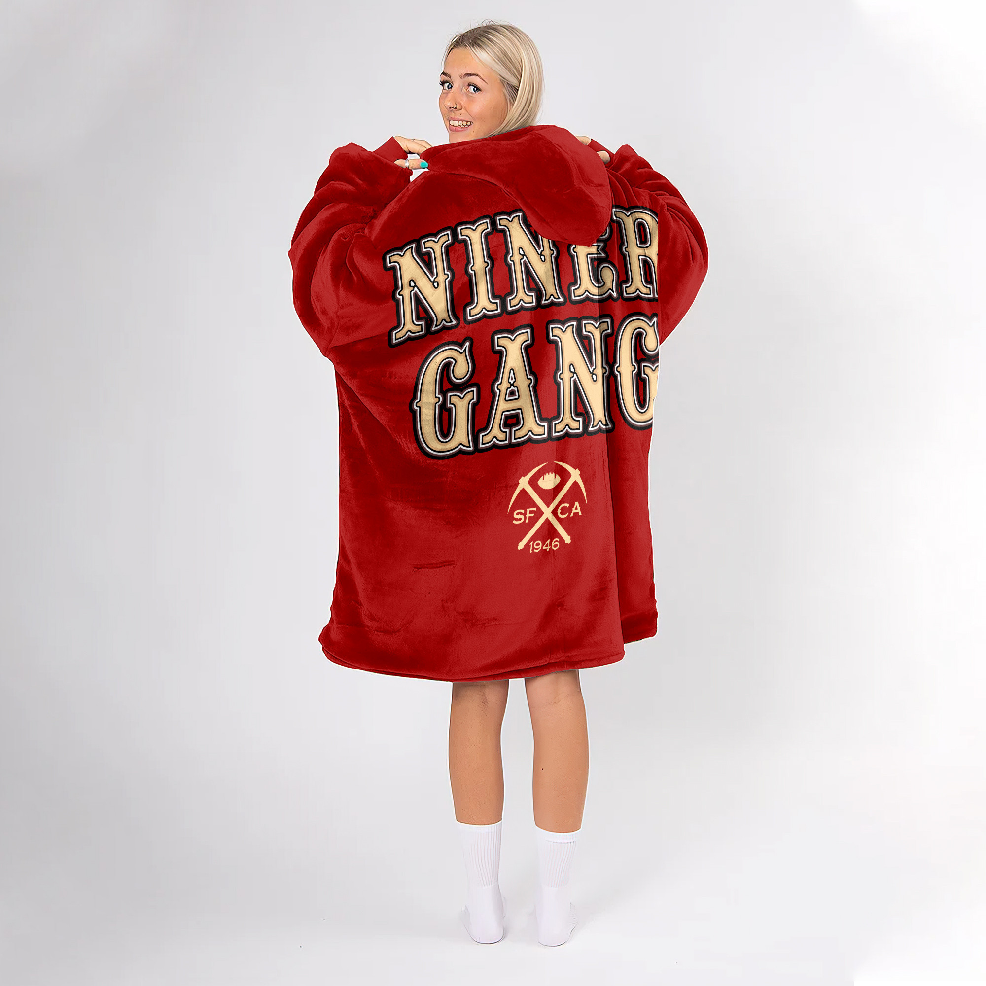 Adult San Francisco 49ers Football Unisex Blanket Hoodie
