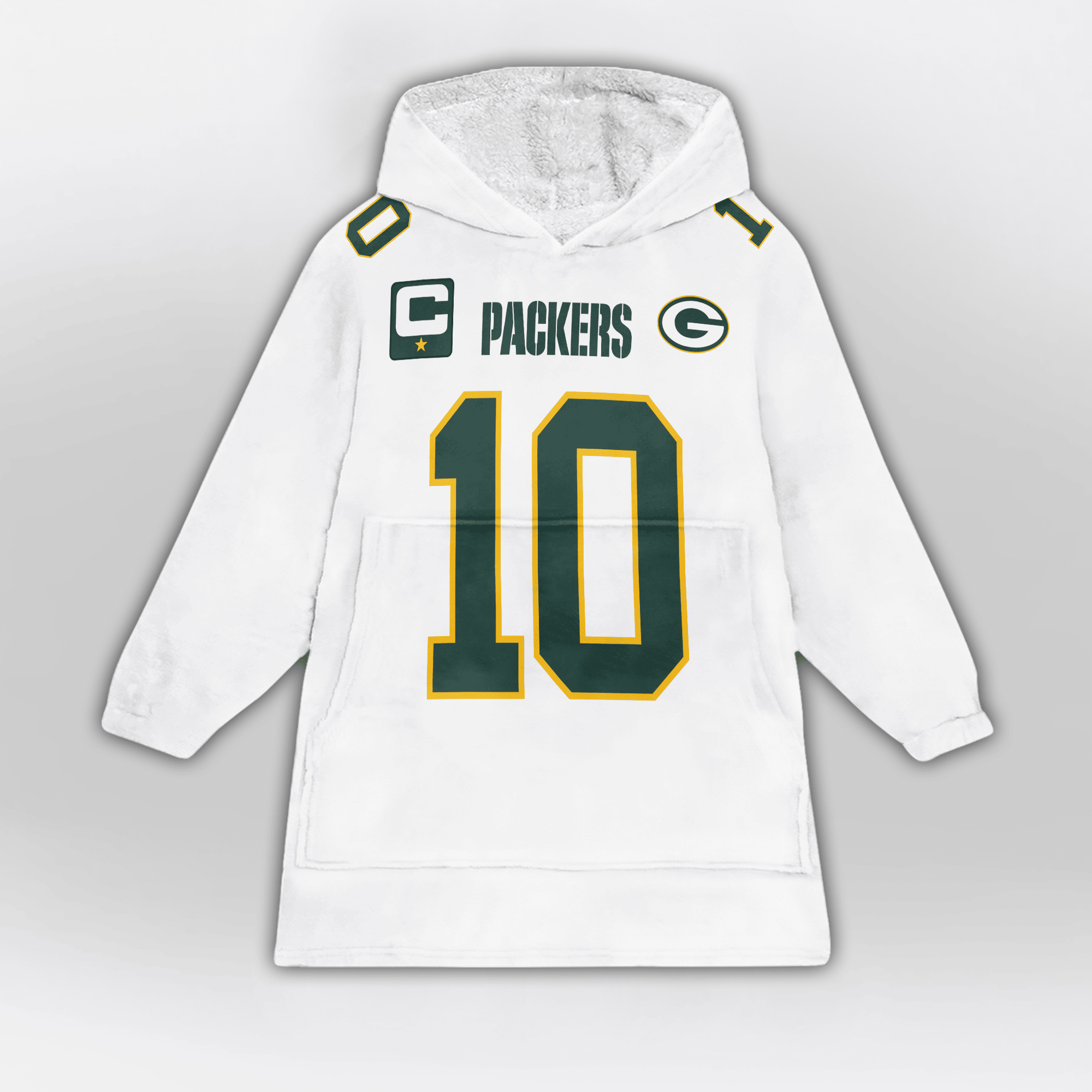 Adult J.L 10 Captain Green Bay Football Unisex Blanket Hoodie