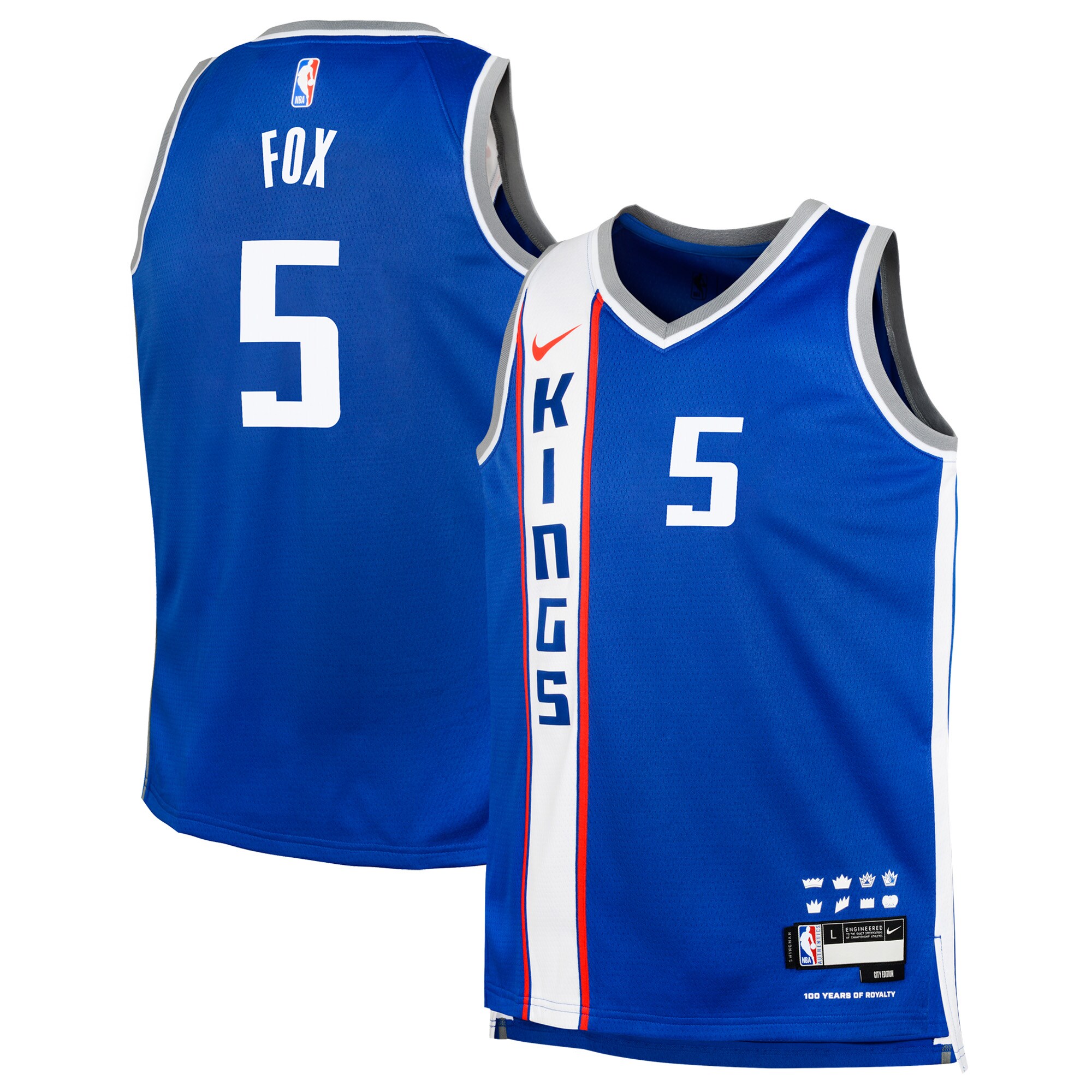 Youth Sacramento Kings De'Aaron Fox  Blue 2023/24 Swingman Replica Jersey - City Edition