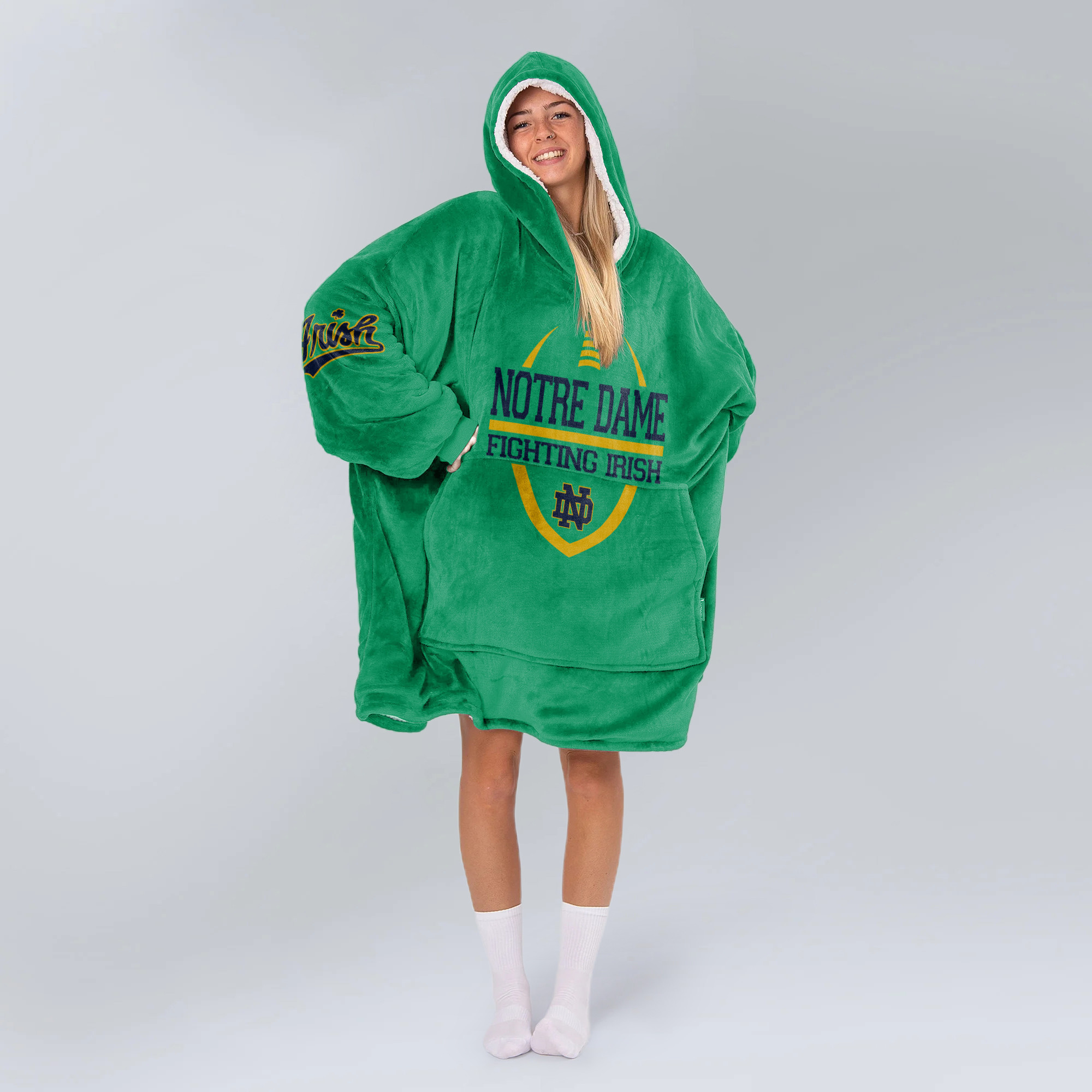 Adult Notre Dame Football Unisex Blanket Hoodie