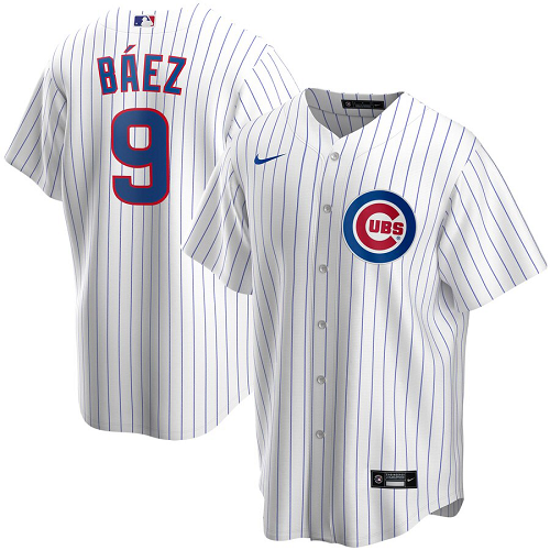 Men's  Chicago Cubs #9 Javier Baez White Home 2020 MLB Jersey