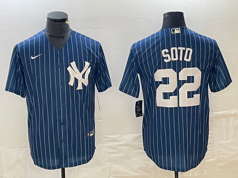 Men's  New York Yankees Jersey #22 Juan Soto Blue Jersey
