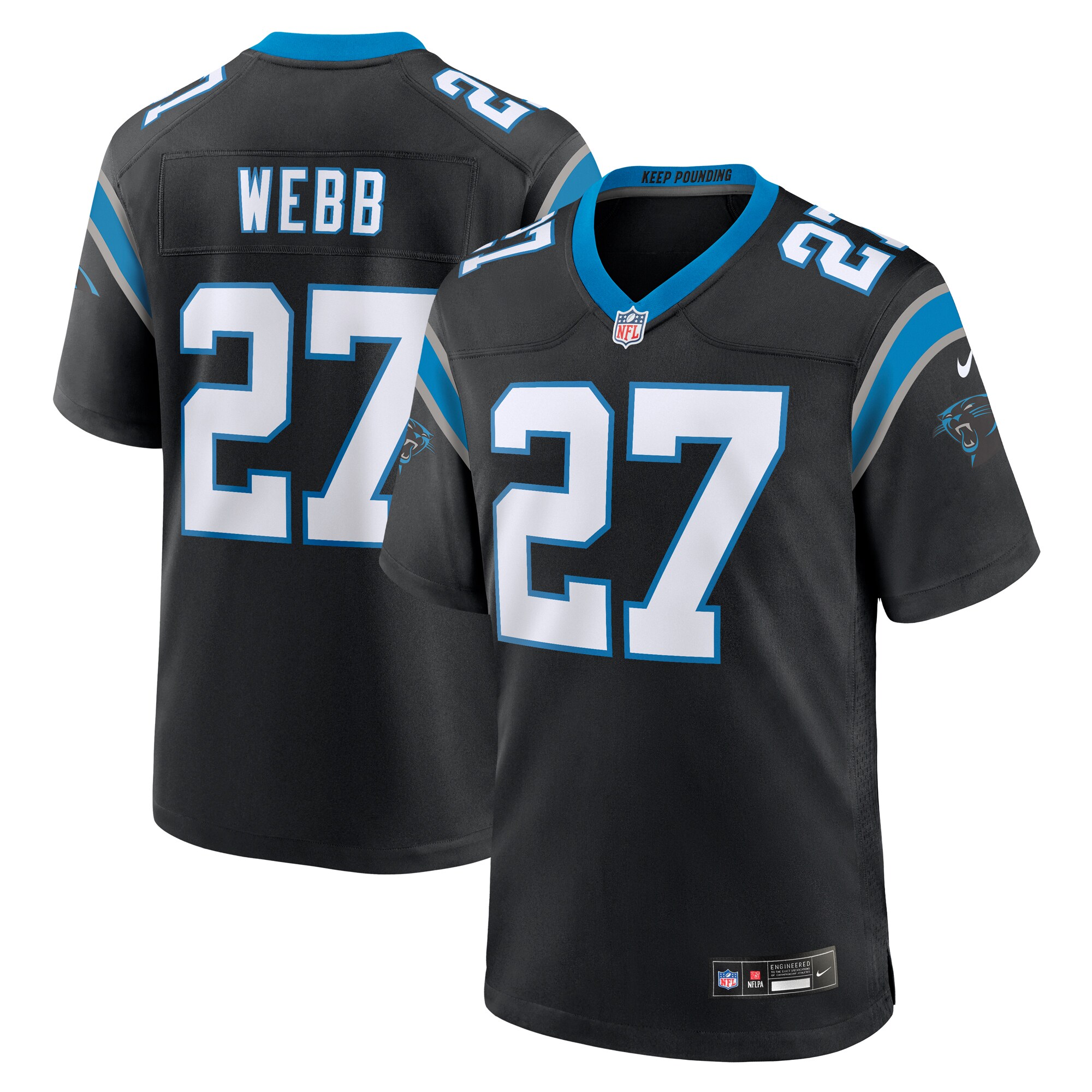 Sam Webb Carolina Panthers Team Game Jersey -  Black