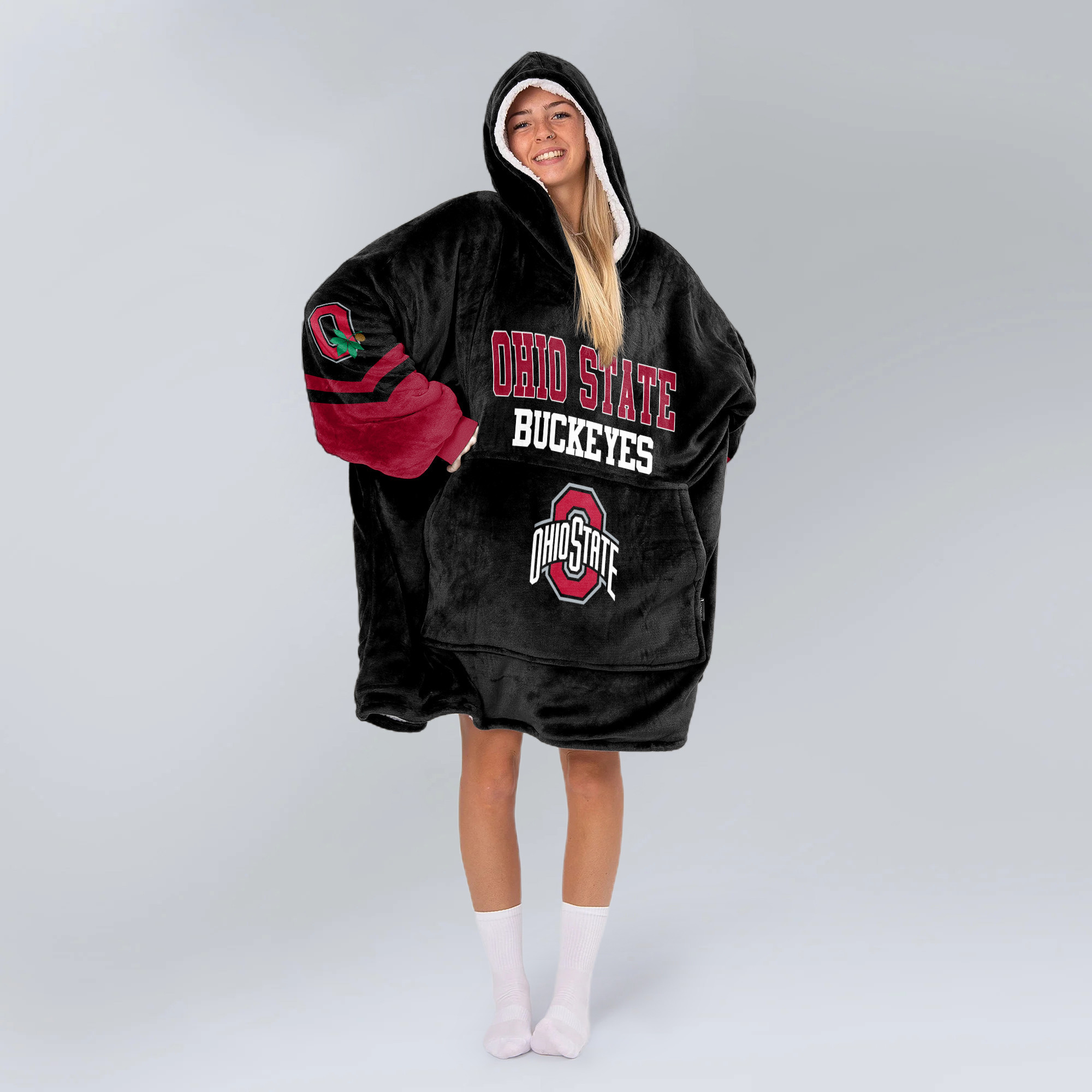 Adult Ohio State Football Unisex Blanket Hoodie