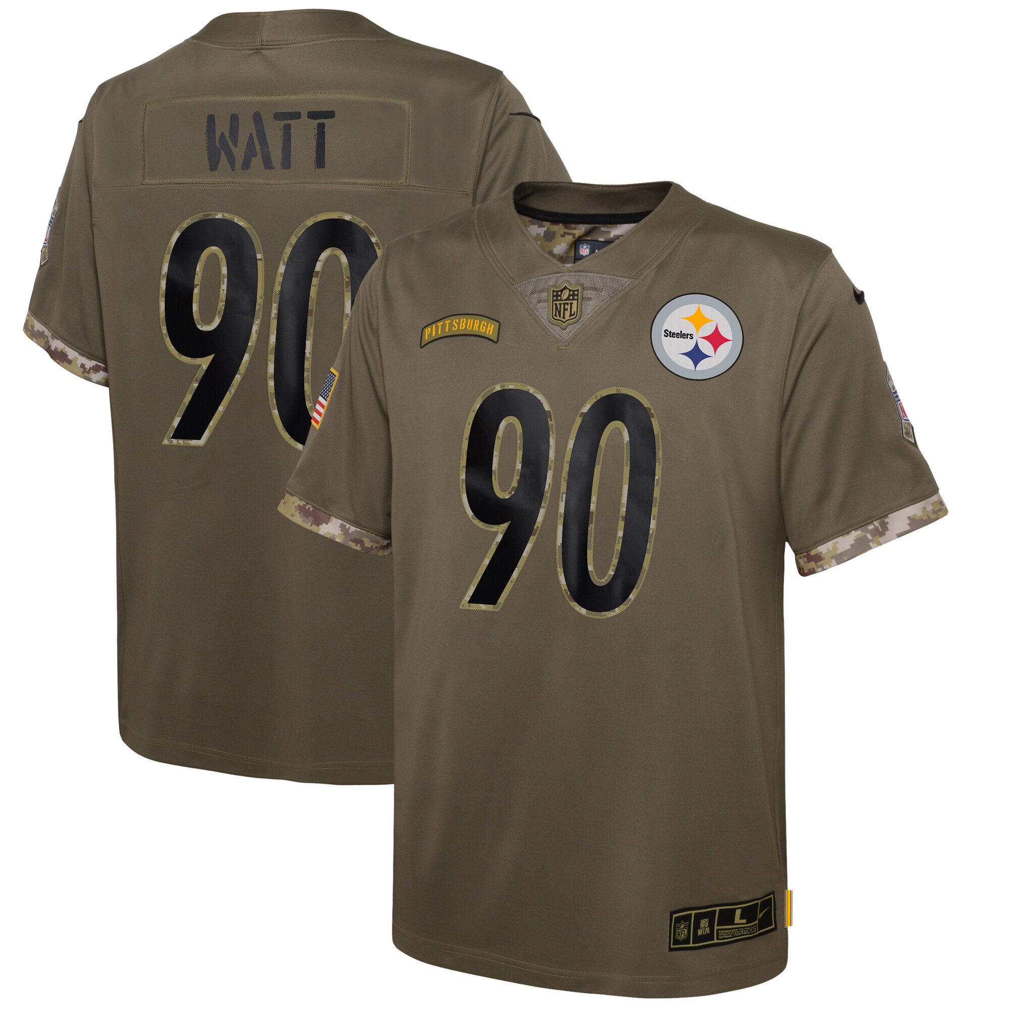 Pittsburgh Steelers  Youth 2022 Salute To Service Player Limited Jersey - Olive