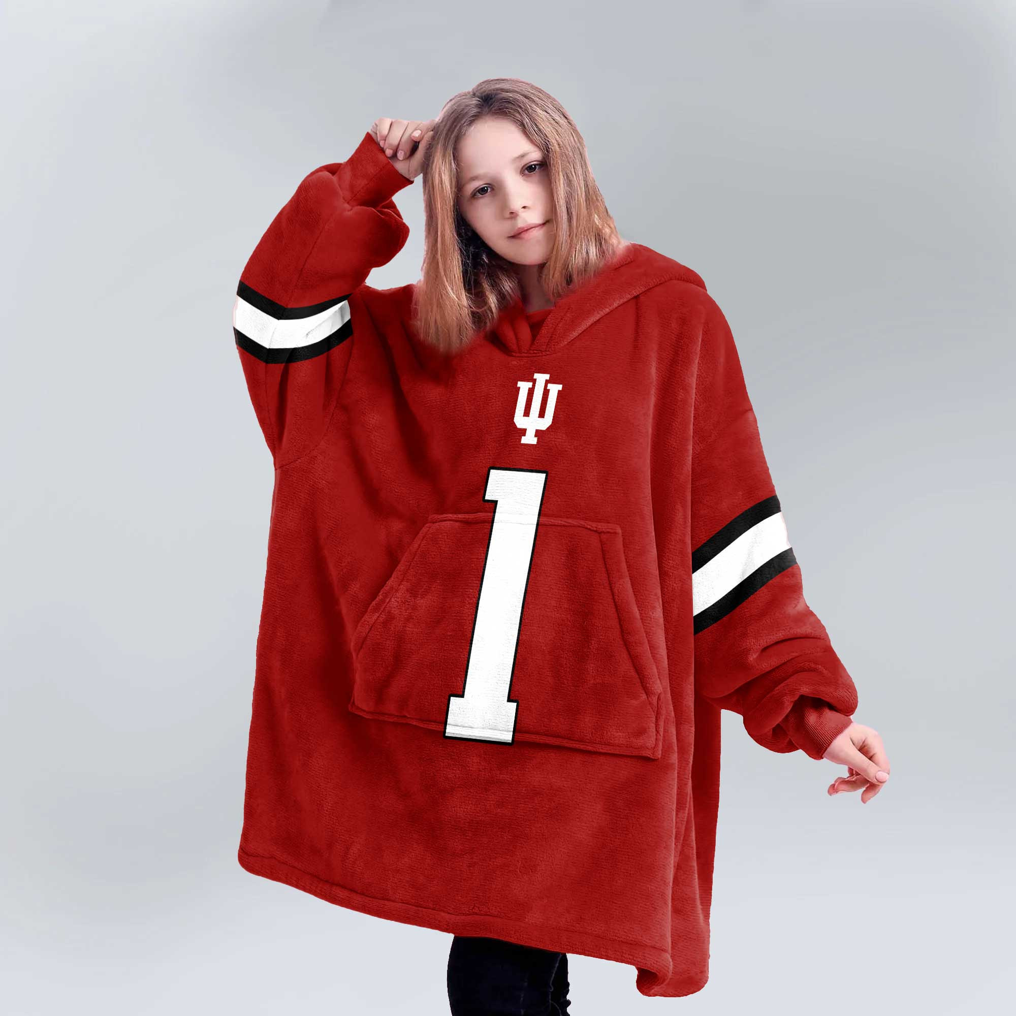 Adult #1 Indiana Football Unisex Blanket Hoodie