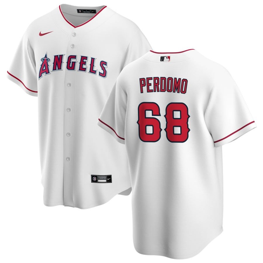 Men's Los Angeles Angels #68 Angel Perdomo  Home White Jersey