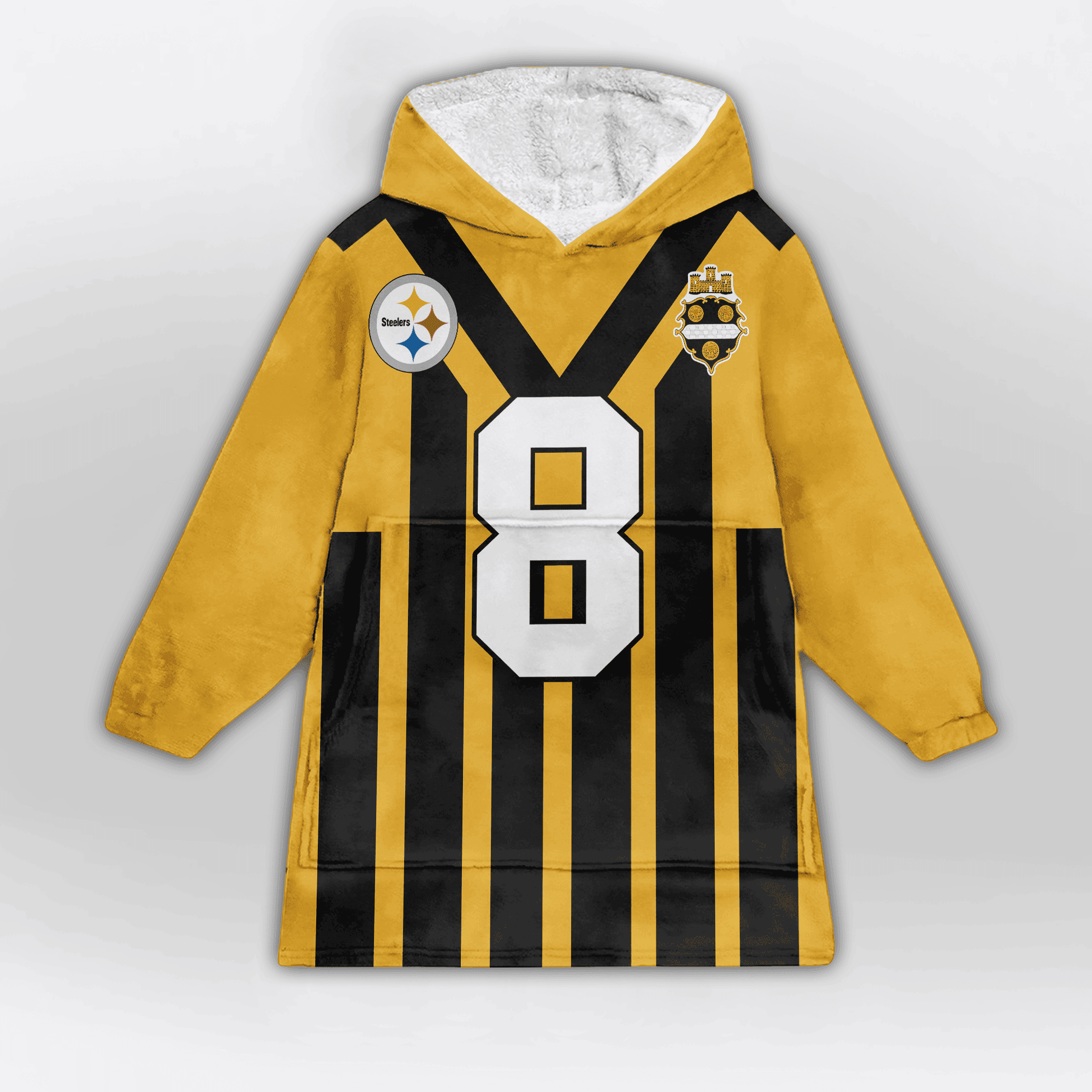 Kid 8 Pittsburgh Football Unisex Blanket Hoodie