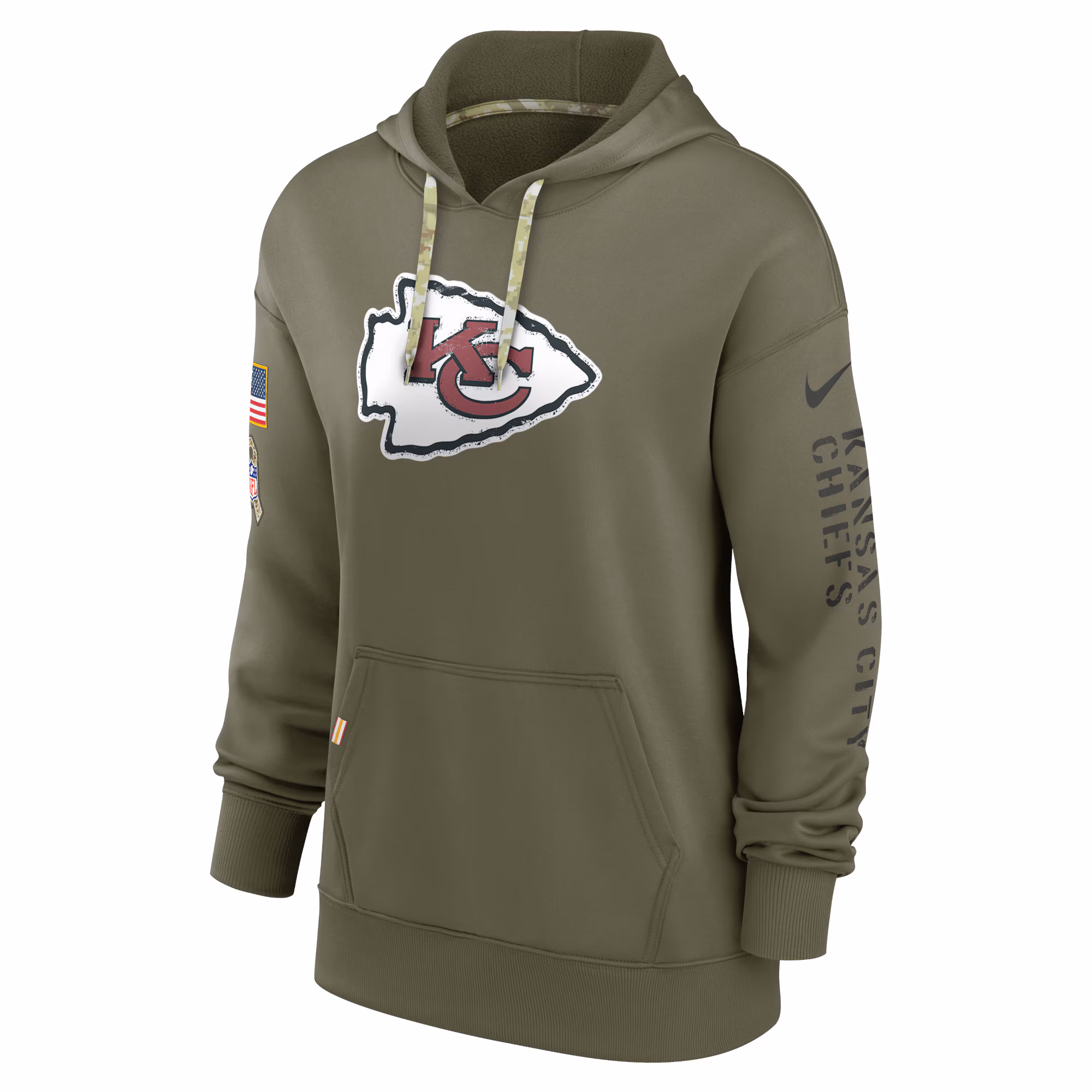 Kansas City Chiefs Women's 2022 Salute To Service Performance Pullover Hoodie - Olive