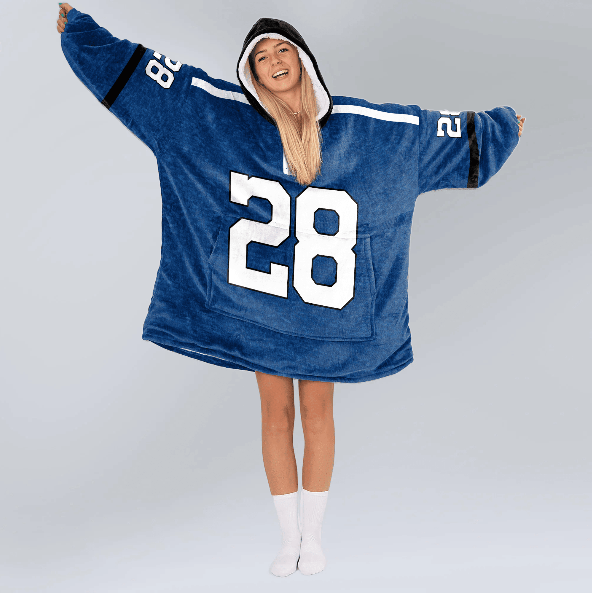 Adult 28 Indianapolis Football Unisex Blanket Hoodie