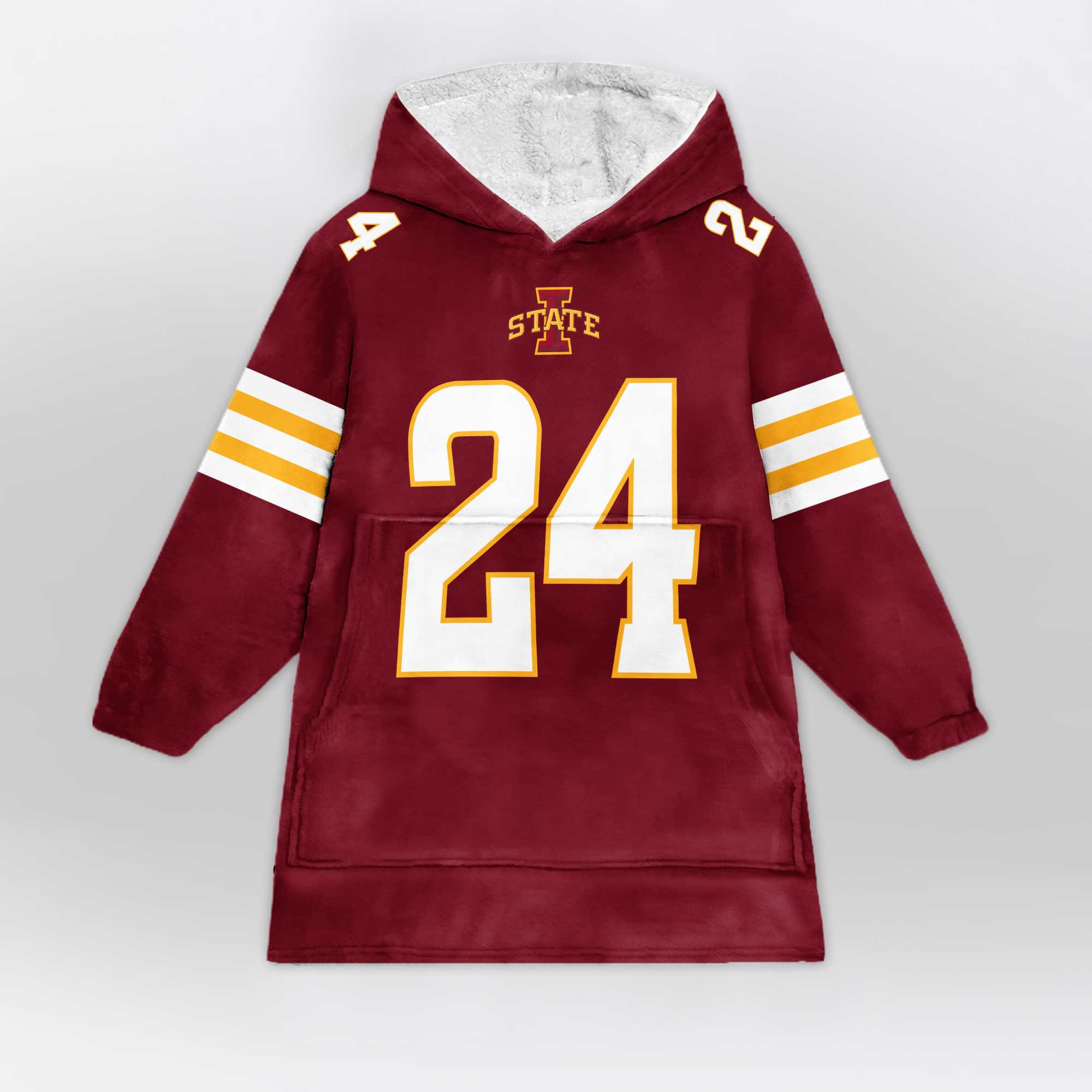 Adult #24 Iowa State Football Unisex Blanket Hoodie
