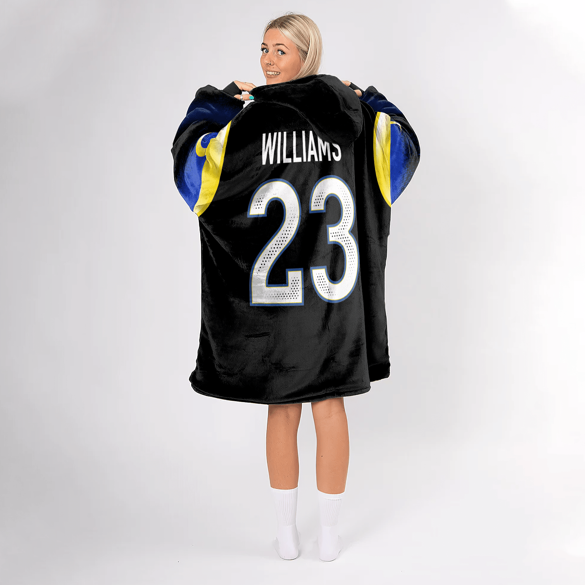 Adult K.W 23 Los Angeles R Football Unisex Blanket Hoodie