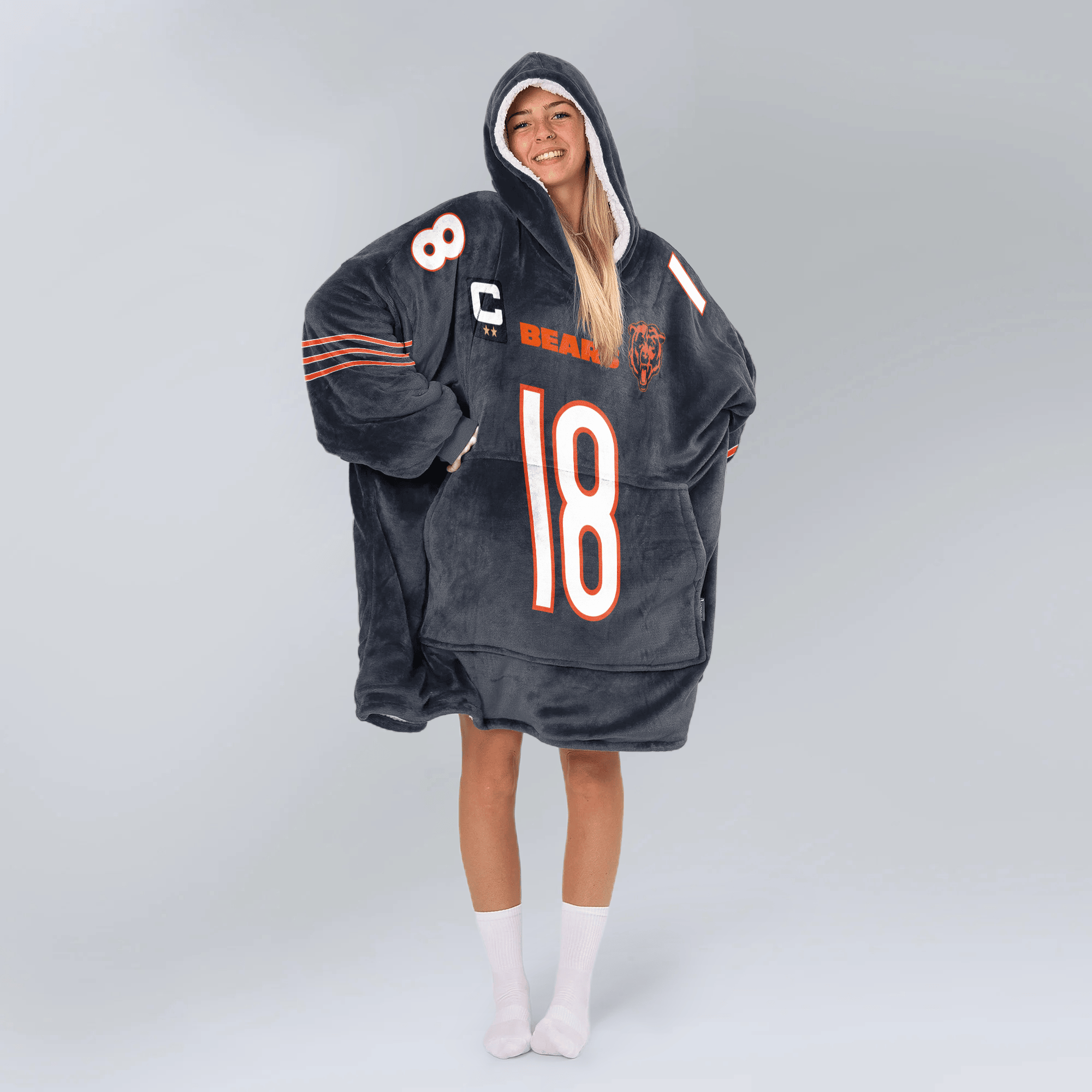 Adult C.W 18 Captain Chicago Football Unisex Blanket Hoodie
