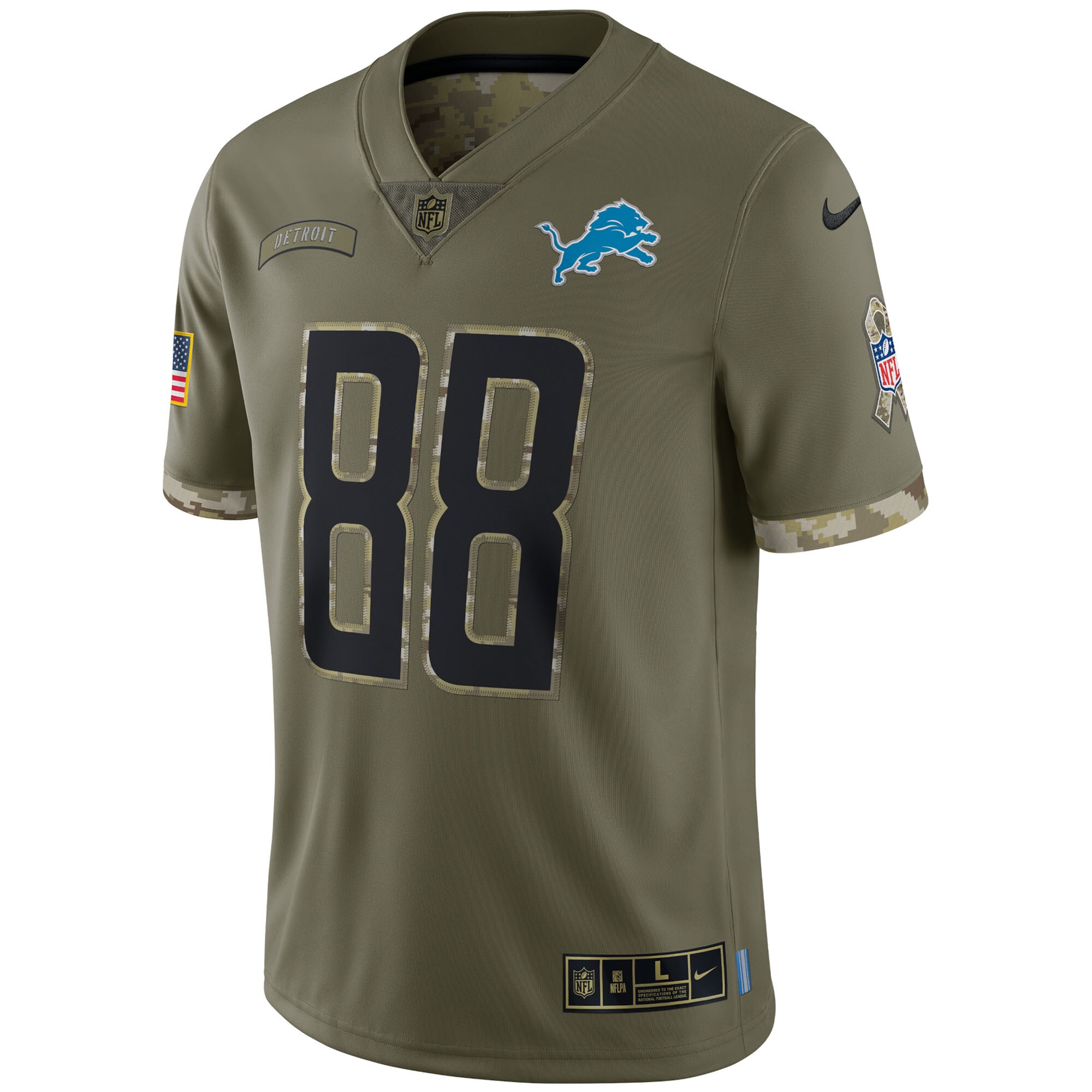 T.J. Hockenson Detroit Lions  2022 Salute To Service Limited Jersey - Olive
