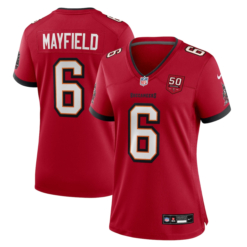 Baker Mayfield #6 Tampa Bay Buccaneers Women's 50th Season Team Game Jersey - Red
