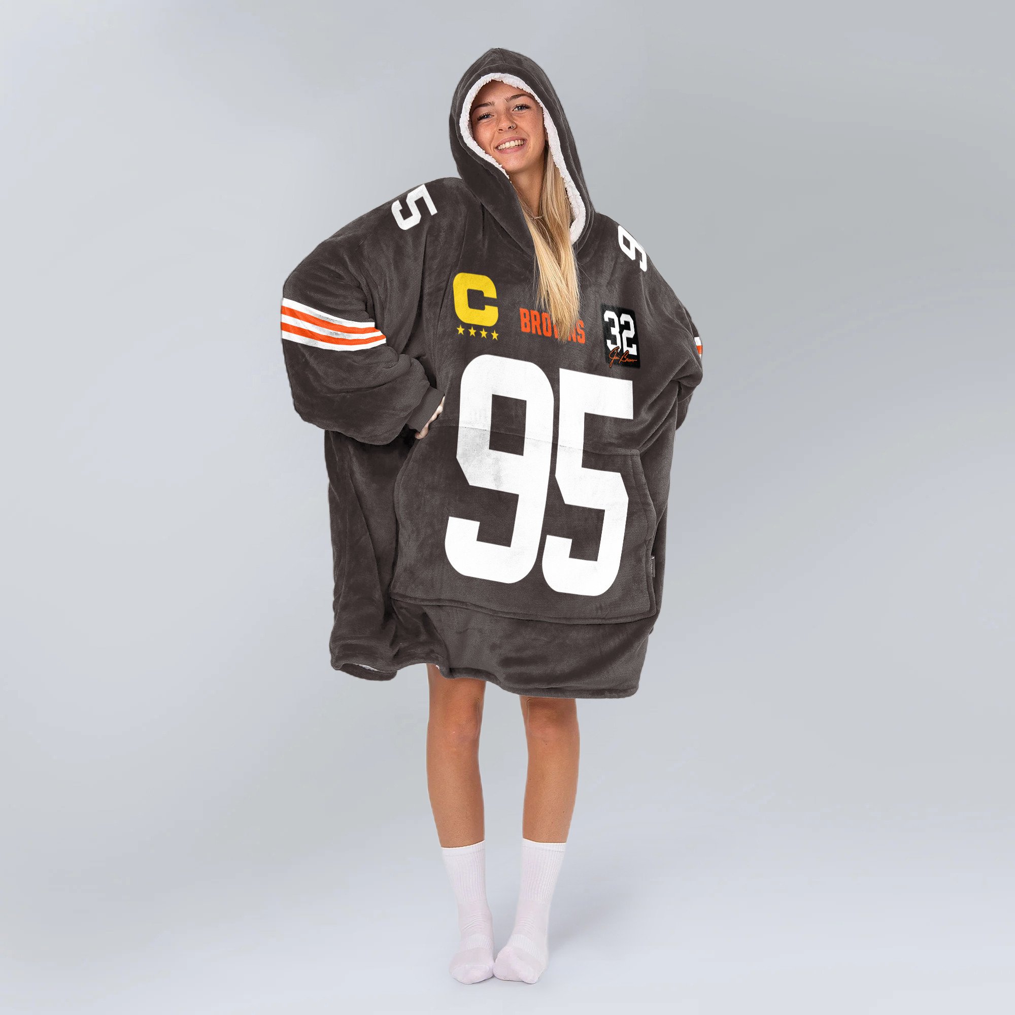 Adult Captain MG 95 Cleveland Football Unisex Blanket Hoodie