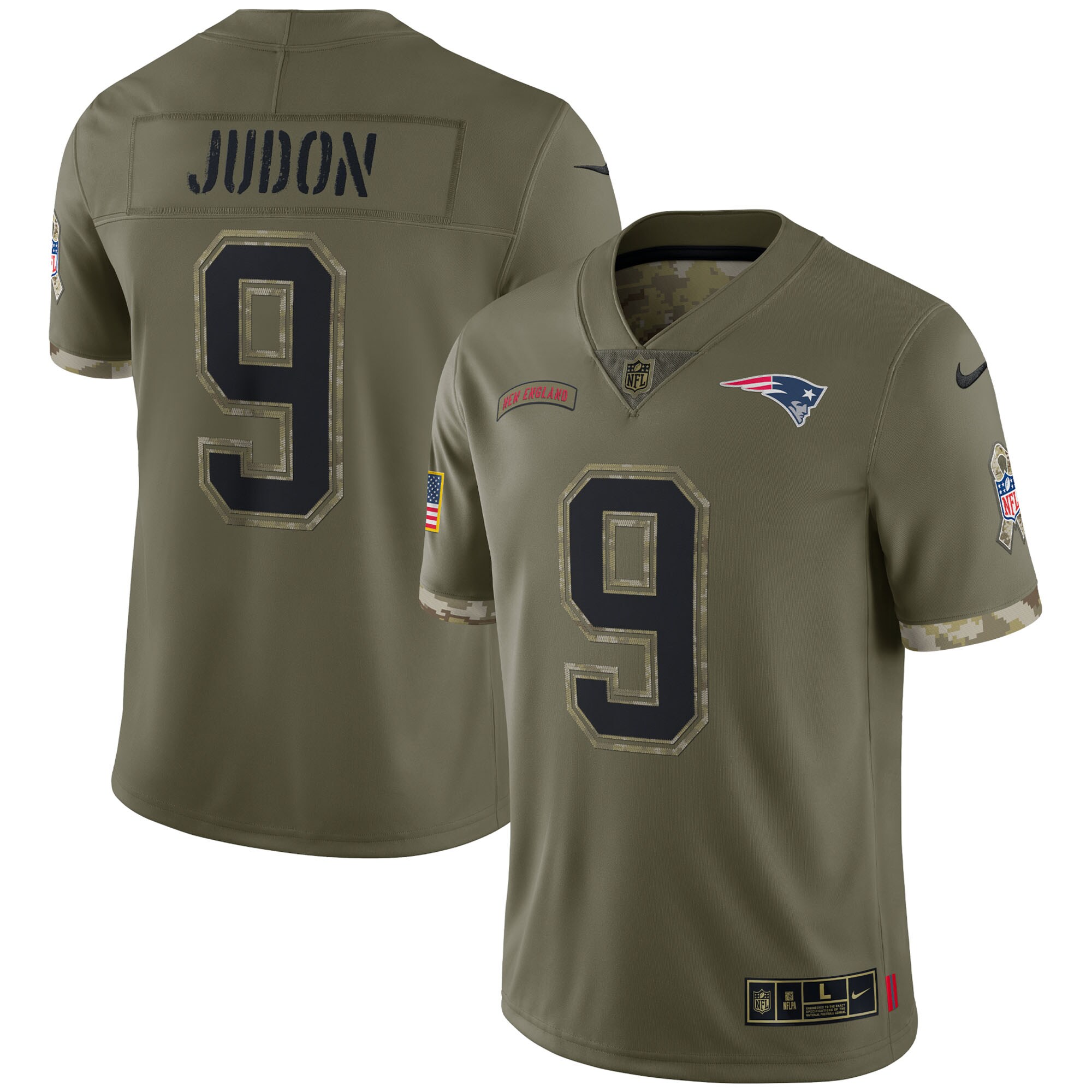 Matthew Judon New England Patriots  2022 Salute To Service Limited Jersey - Olive