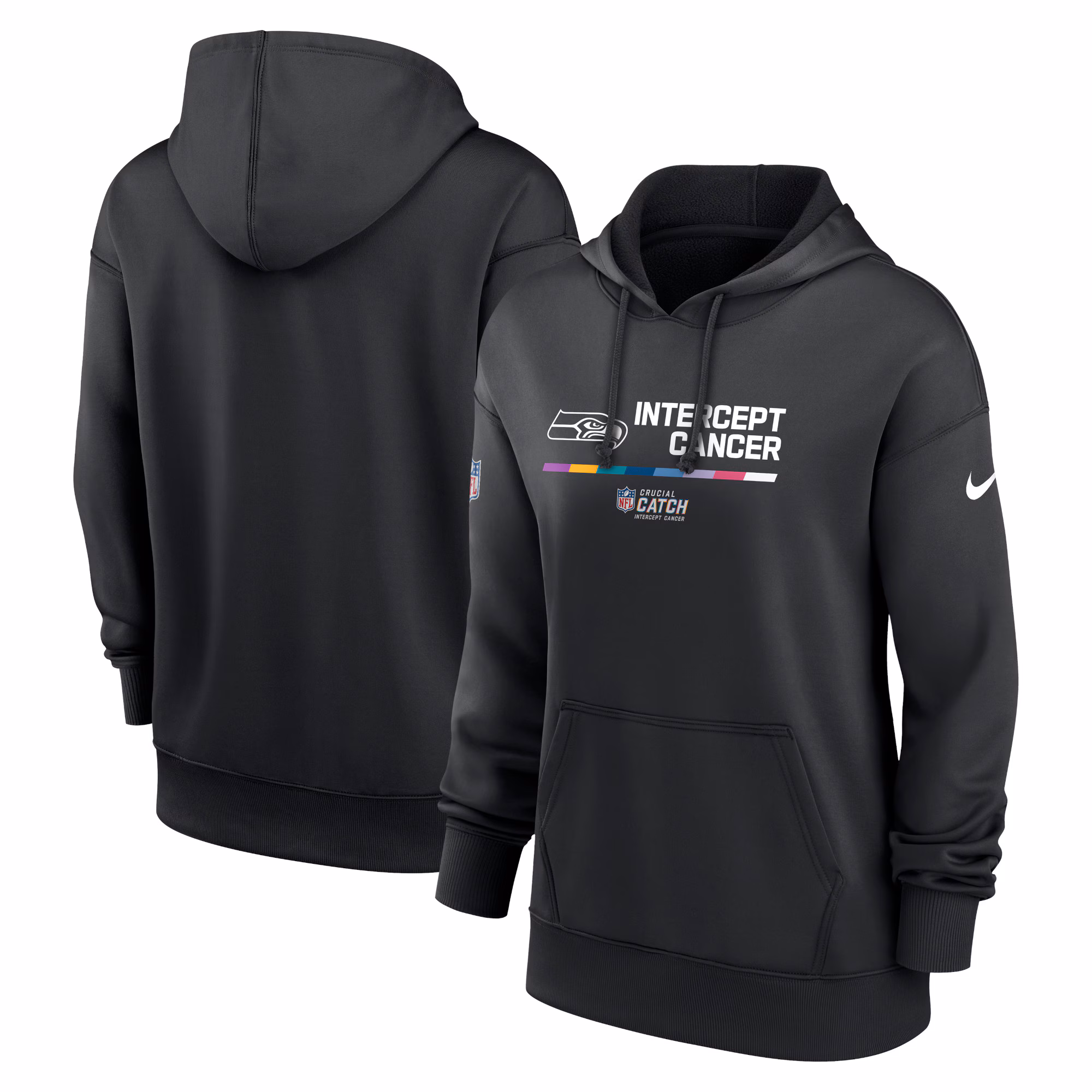 Seattle Seahawks Women's 2022 NFL Crucial Catch Therma Performance Pullover Hoodie - Black