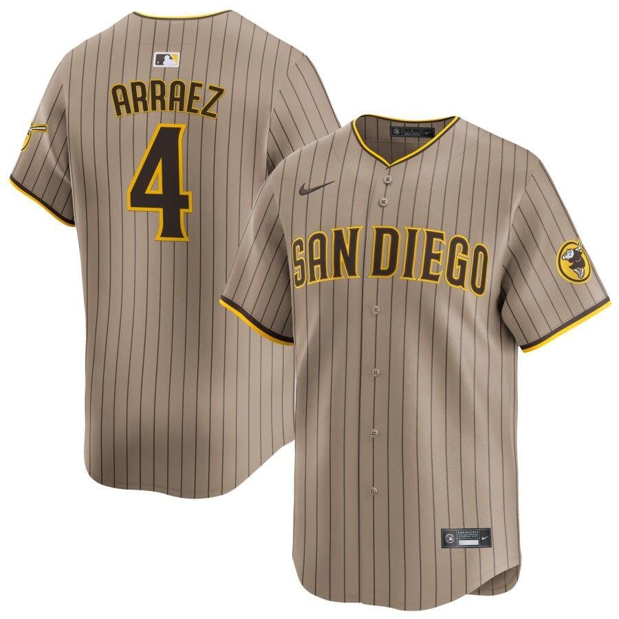 Men's San Diego Padres #4 Luis Arraez  Tan Alternate Limited Player Jersey